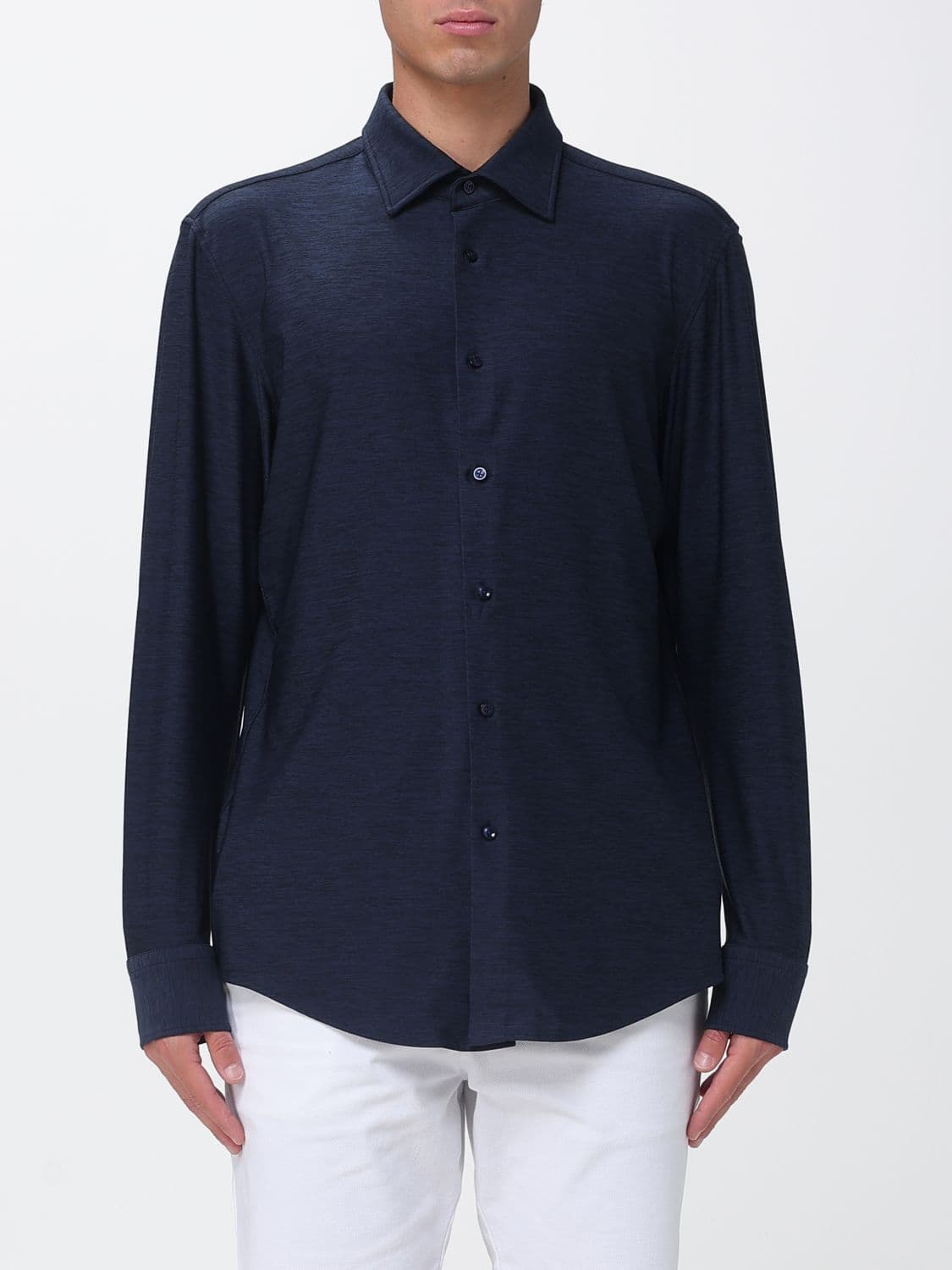 Boss Slim Fit Long-Sleeved Jersey Shirt with French Collar