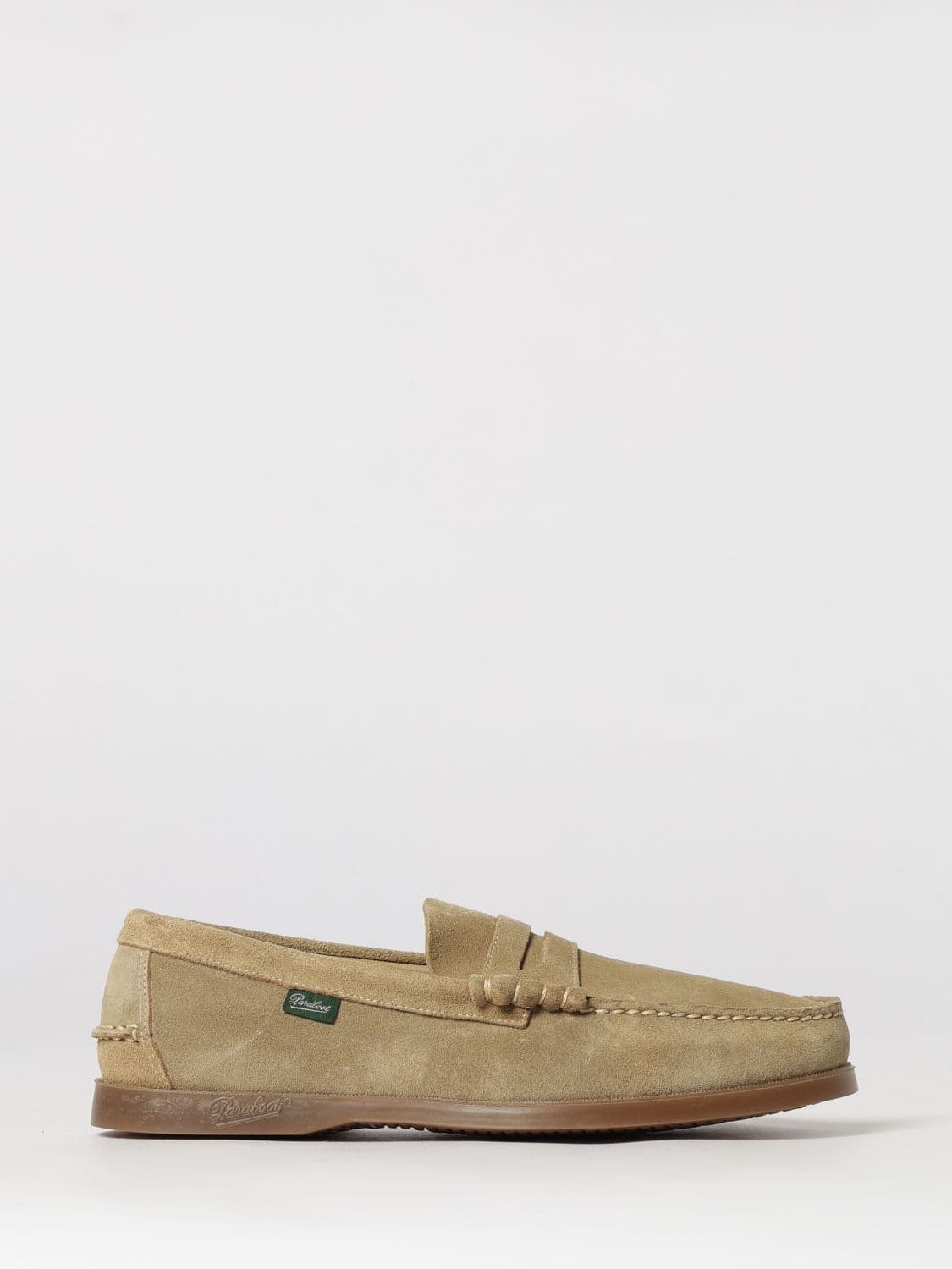 Paraboot Classic Suede Loafers with Penny Bar and Rubber Sole