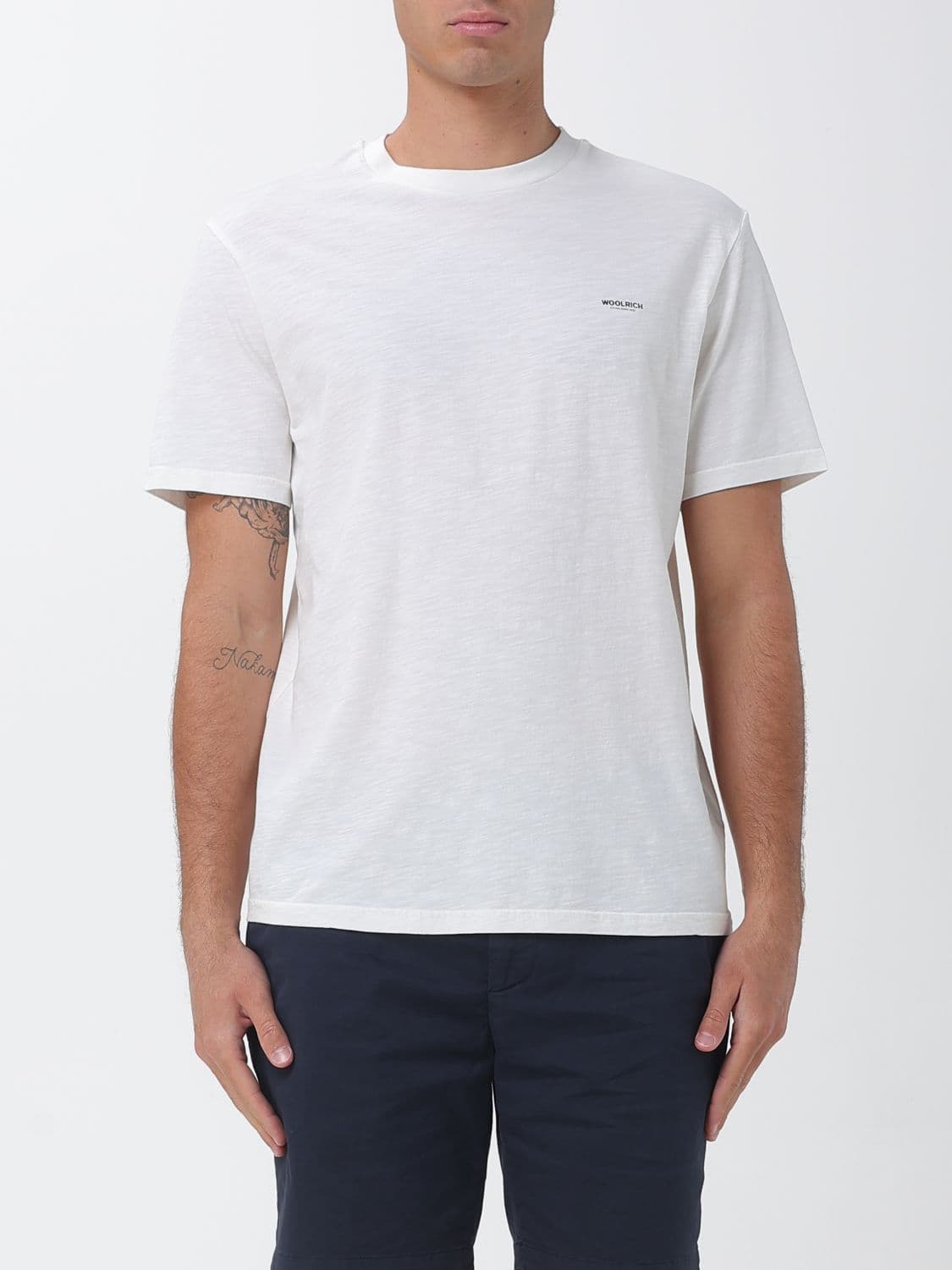 Woolrich Crew-Neck Cotton T-Shirt with Contrast Logo Print · S
