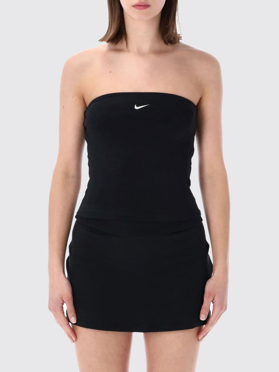 Nike Slim-Fit Bandeau Top in Cotton-Blend with Contrasting Swoosh Logo