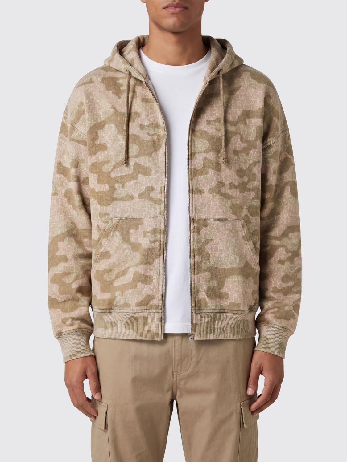 Daily Paper Camouflage Cotton Zip-Up Hoodie with Dropped Shoulders
