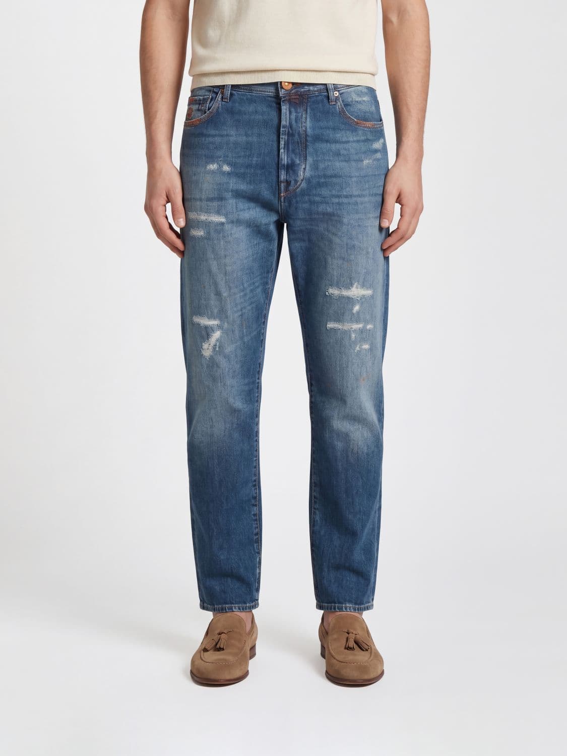Jacob Cohen Straight-Fit Five-Pocket Distressed Denim Jeans