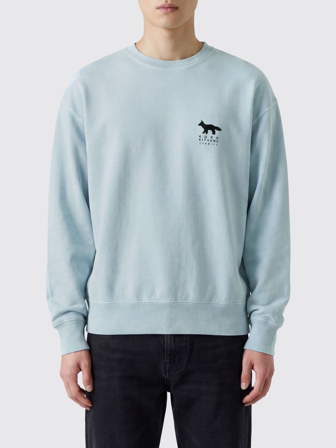 Maison Kitsuné Crewneck Cotton Sweatshirt with Contrast Logo