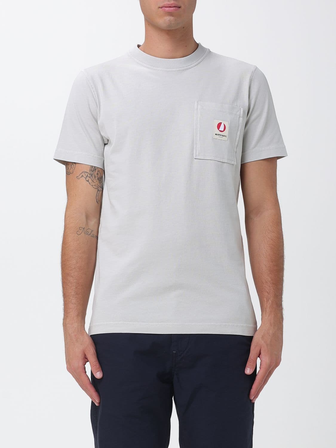 Murphy & nye Slim Fit Cotton T-Shirt with Patch Pocket and Logo