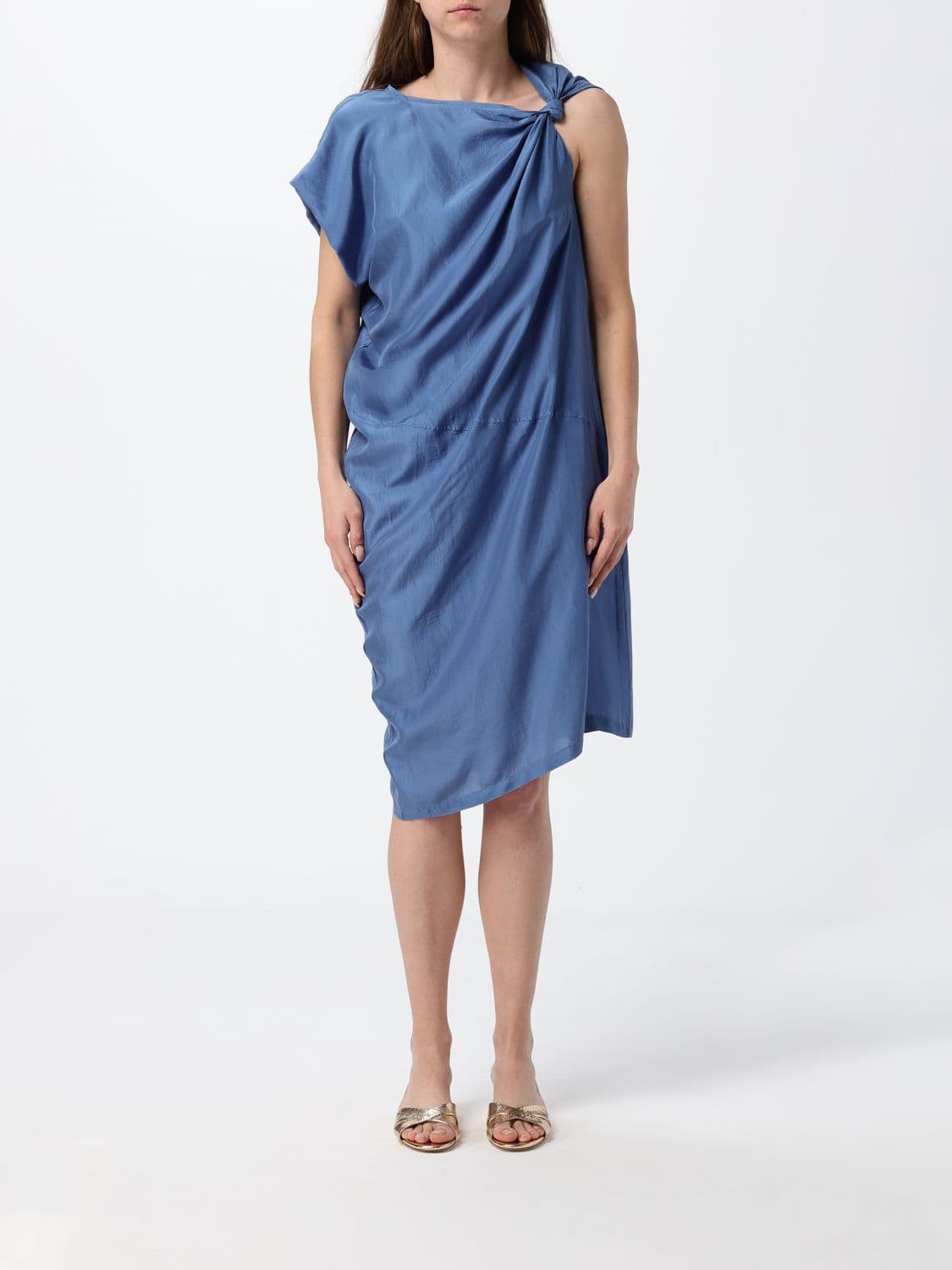 Tela One-Shoulder Asymmetrical Linen Midi Kaftan