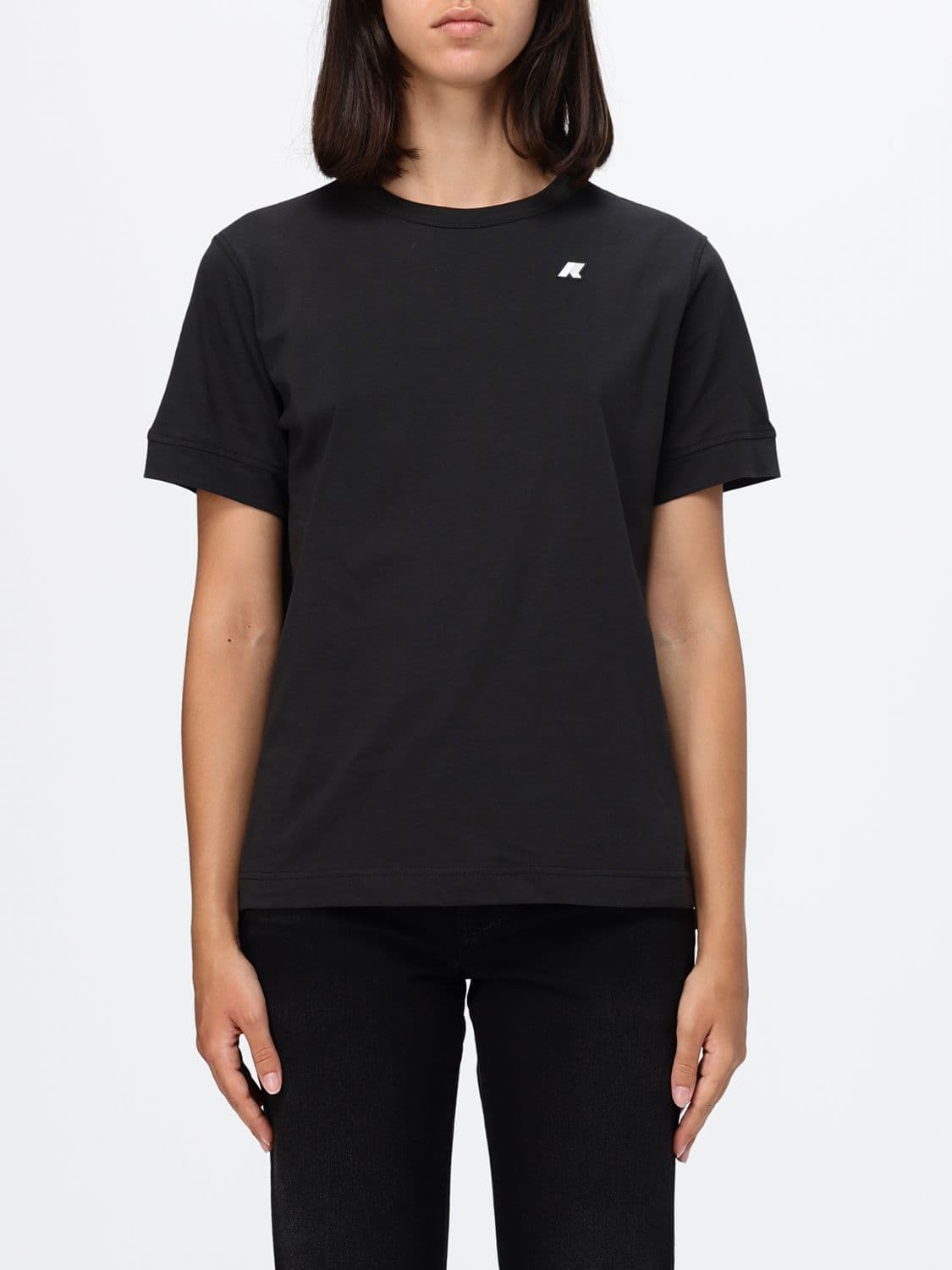 K-Way Crewneck Cotton T-shirt with Back Logo Print