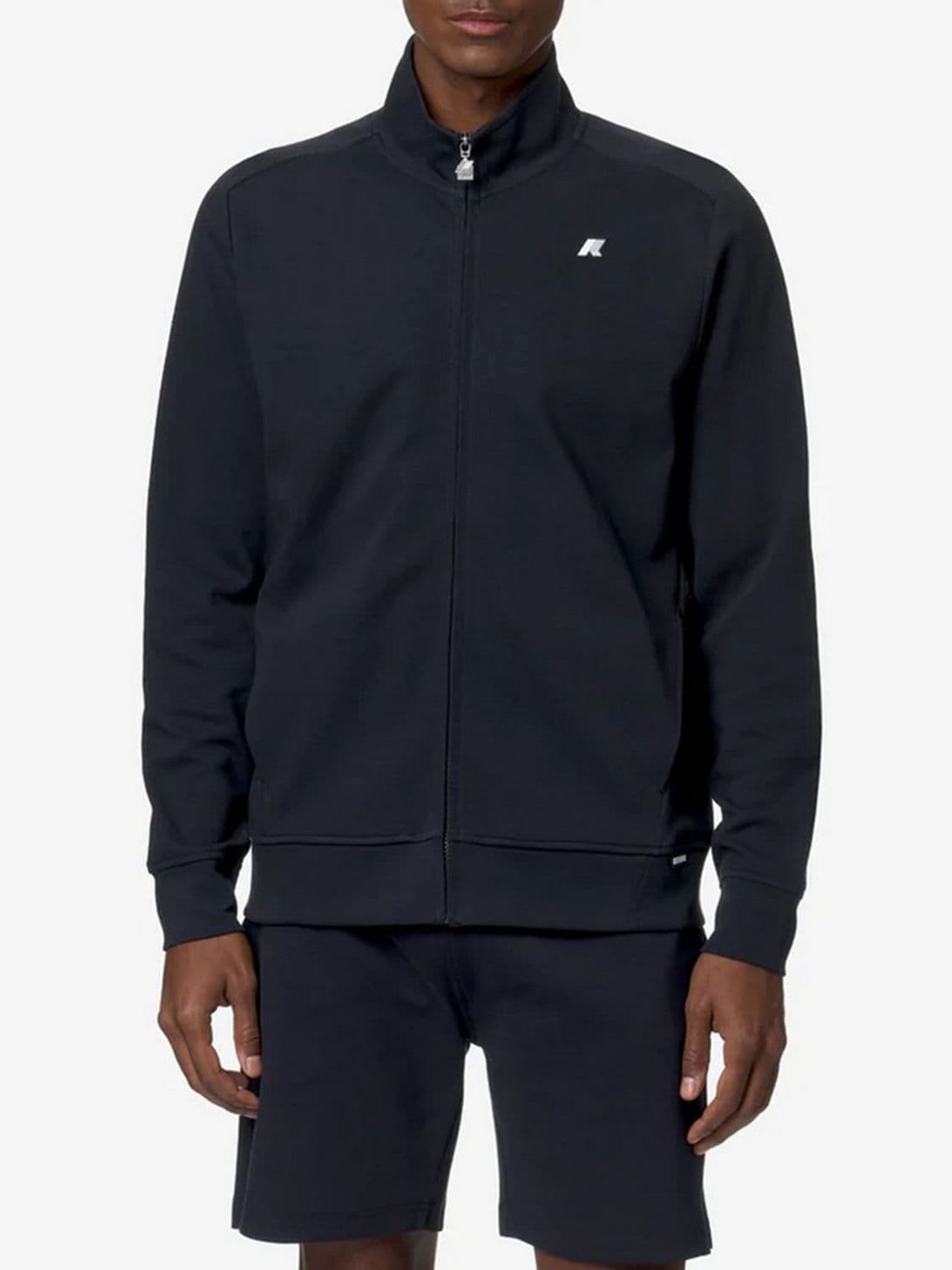 K-Way Cotton Zip-Up Jumper with High Neck and Contrast Logo