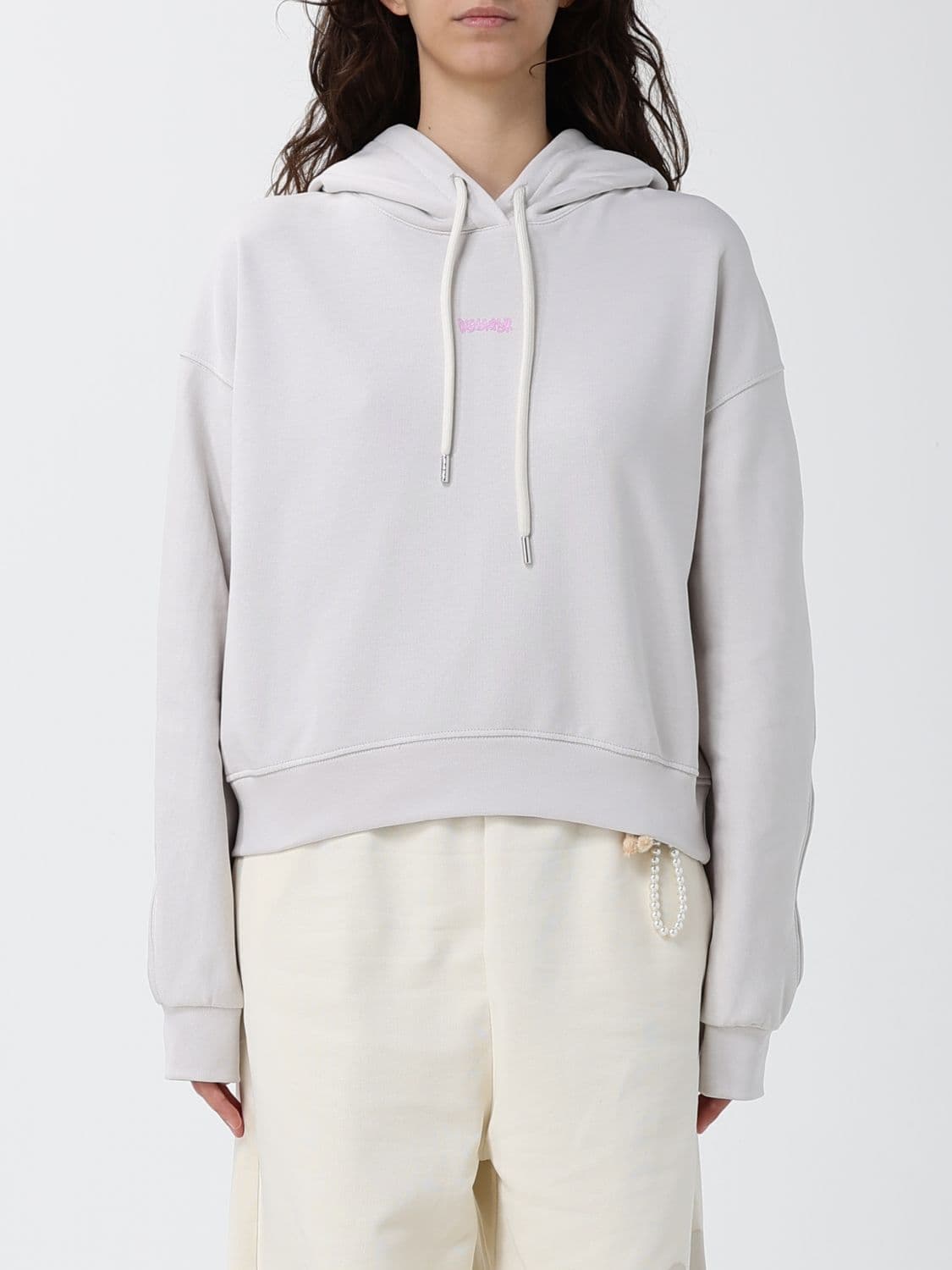 Disclaimer Relaxed Fit Cotton Hoodie with Printed Logo