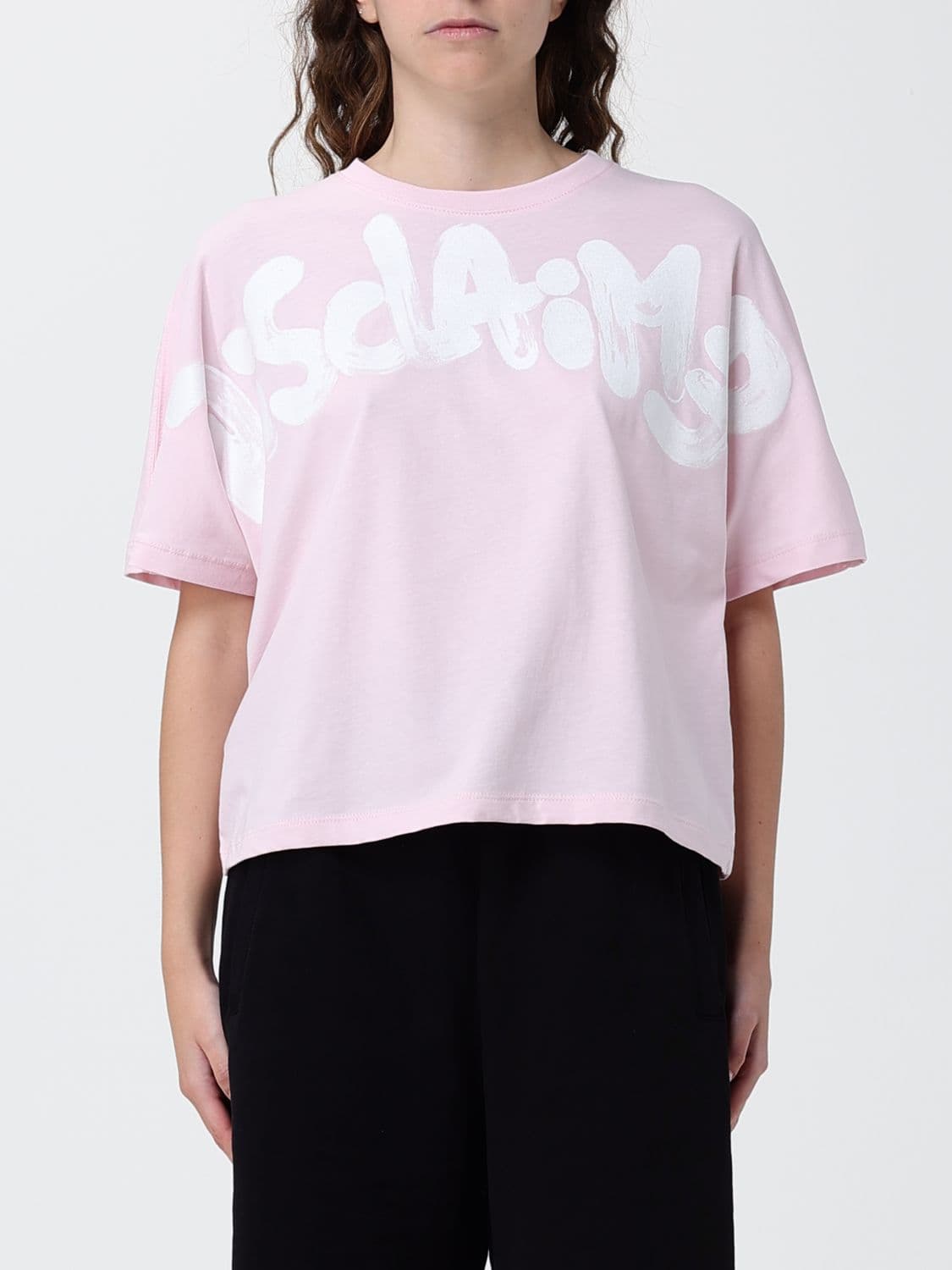 Disclaimer Relaxed Fit Cotton T-Shirt with Printed Logo and Crew Neck