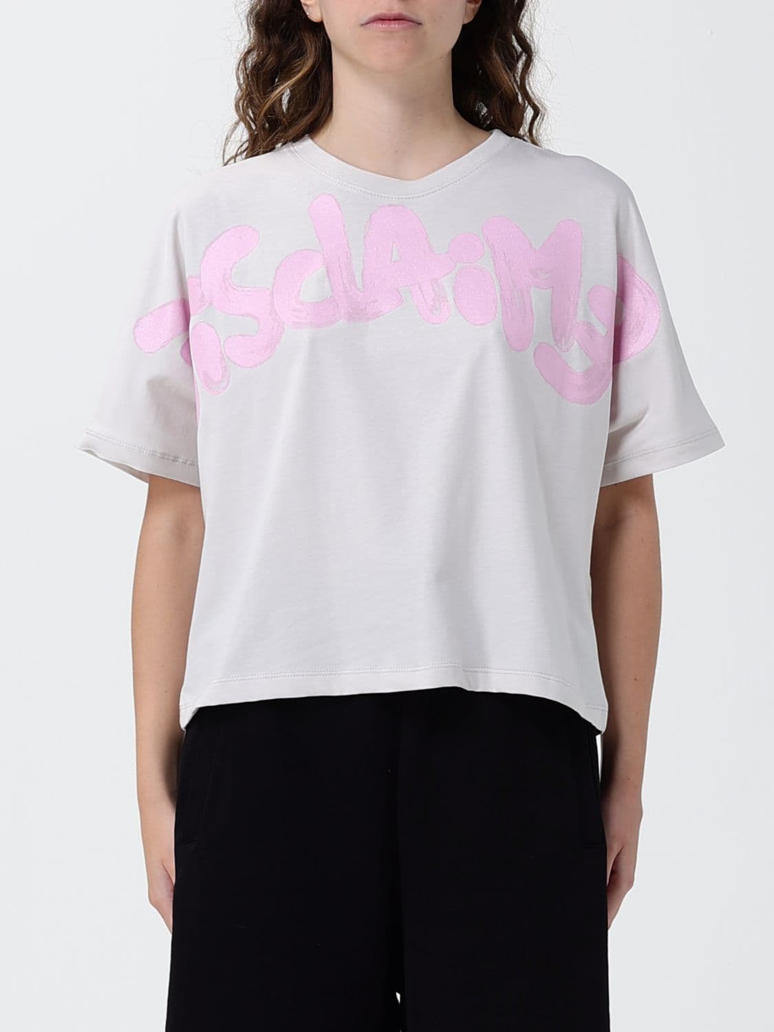 Disclaimer Relaxed Fit Cotton T-Shirt with Printed Logo and Crew Neck