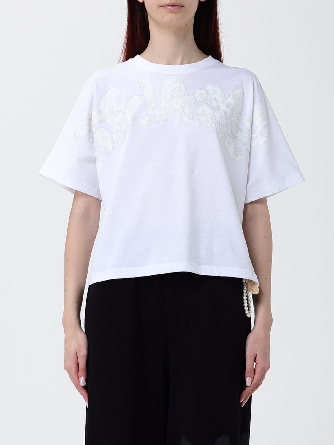 Disclaimer Relaxed Fit Cotton T-Shirt with Printed Logo and Crew Neck