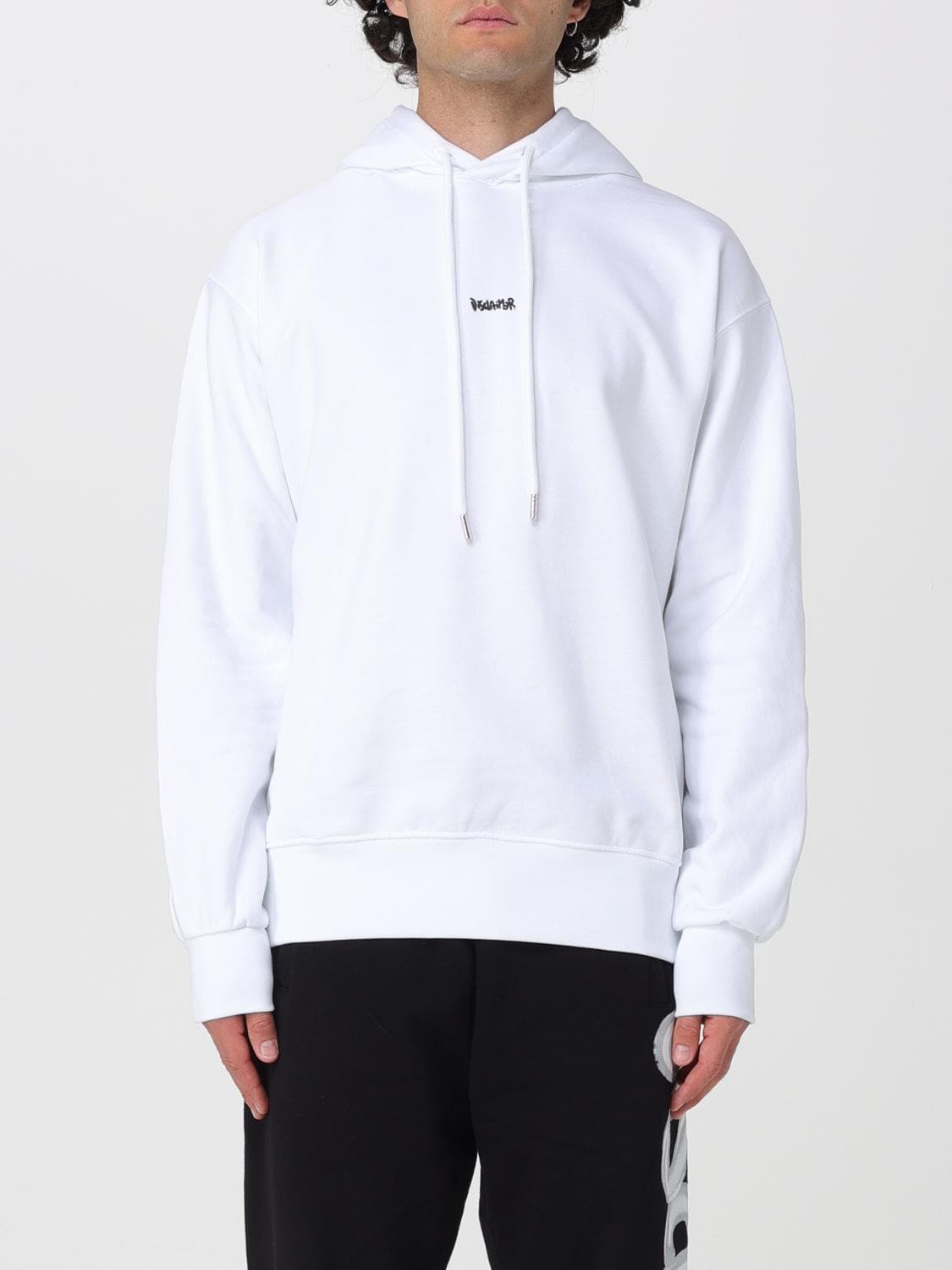 Disclaimer Cotton Hoodie with Printed Logo and Dropped Shoulders
