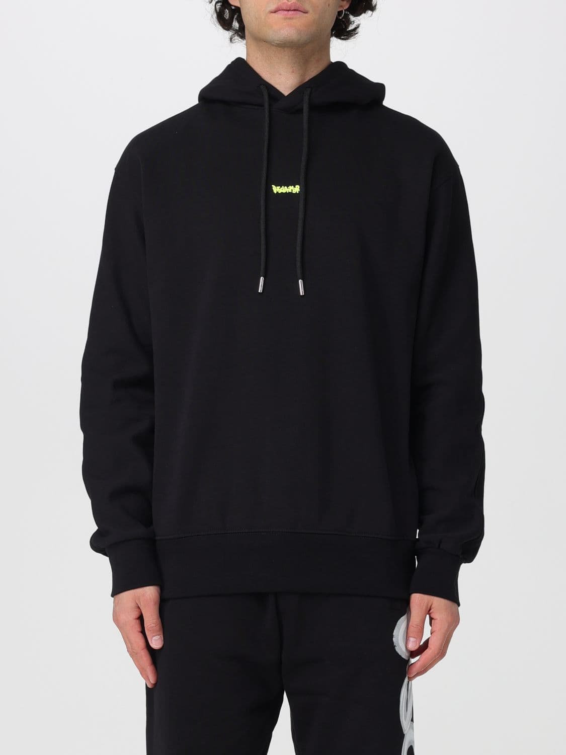 Disclaimer Cotton Hoodie with Printed Logo and Dropped Shoulders