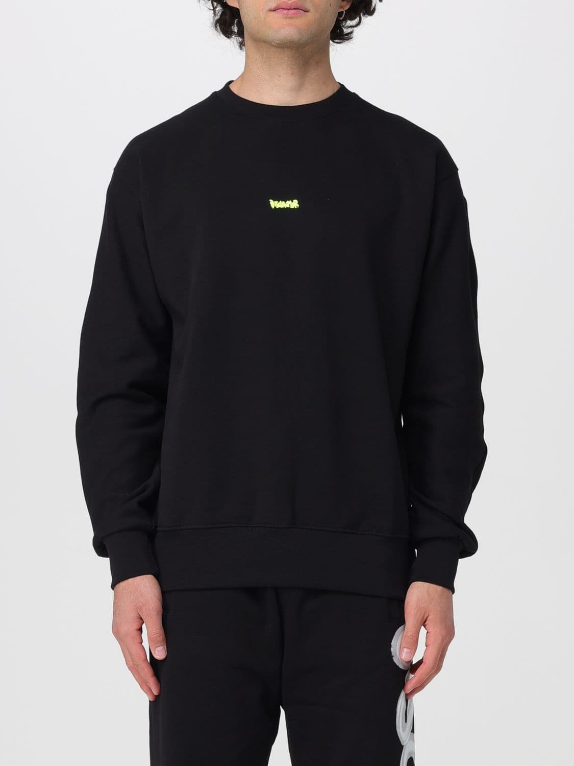Disclaimer Crew Neck Cotton Jumper with Printed Logo and Dropped Shoulders