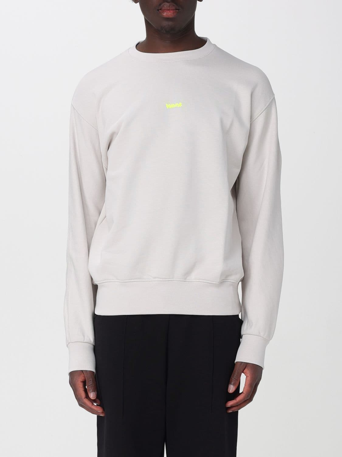 Disclaimer Crew Neck Cotton Jumper with Printed Logo and Dropped Shoulders