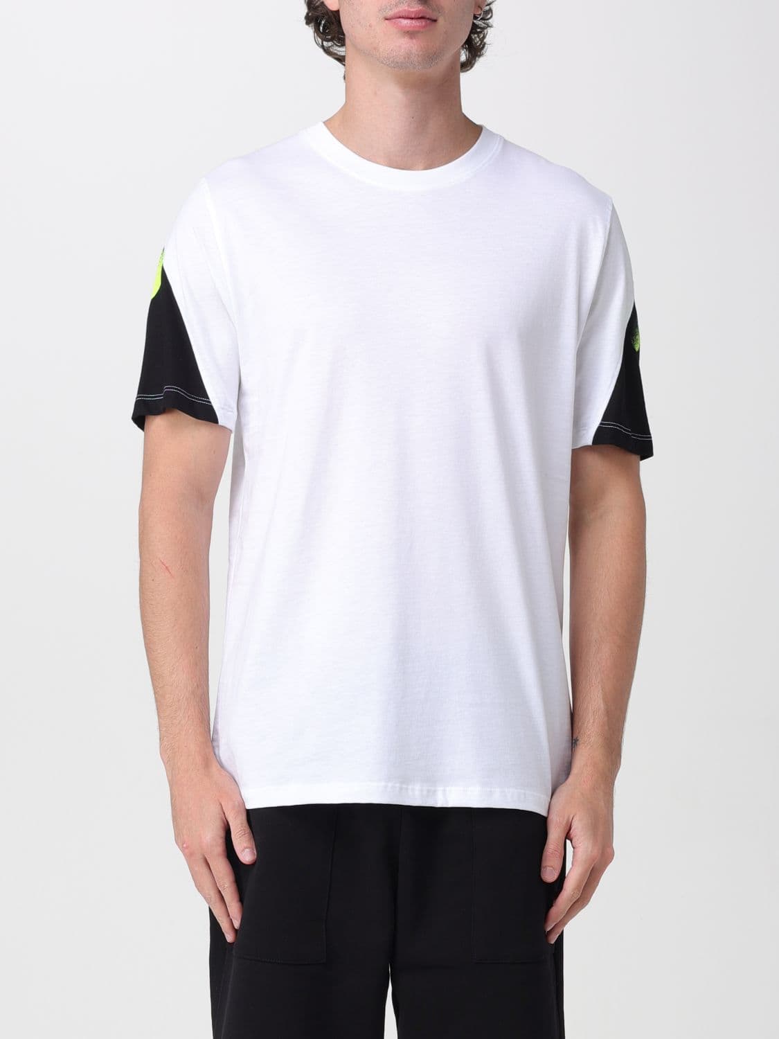 Disclaimer Cotton T-Shirt with Graffiti Logo Print and Dropped Shoulders
