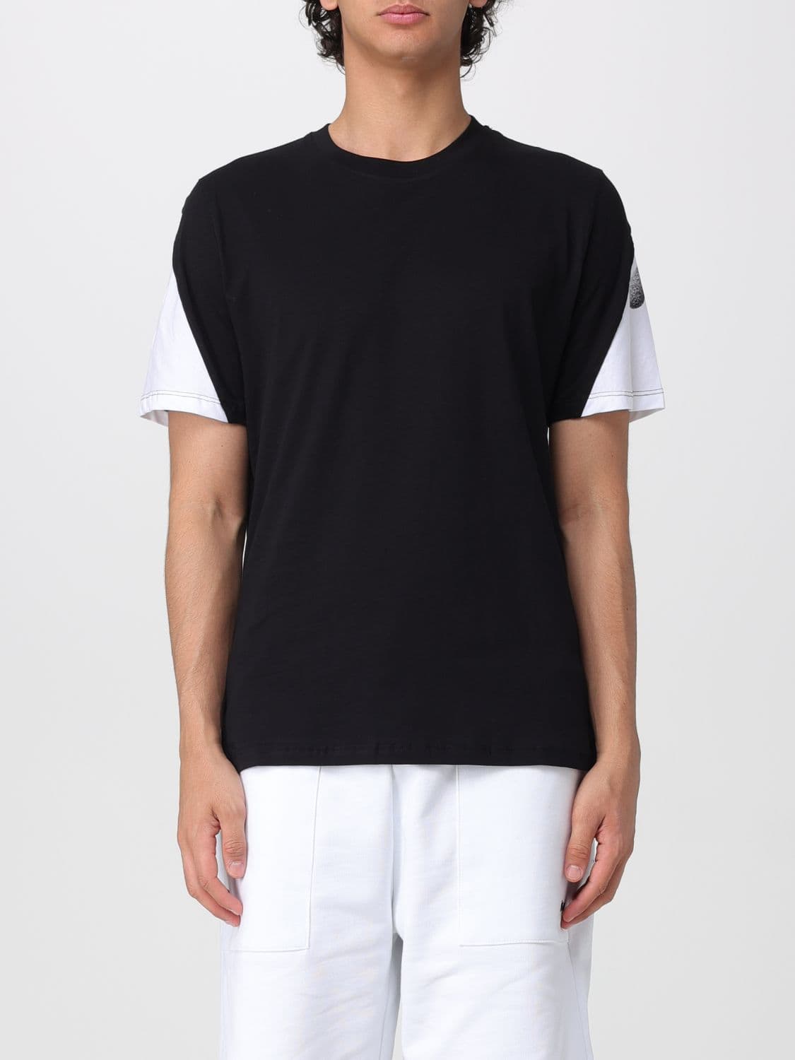 Disclaimer Cotton T-Shirt with Graffiti Logo Print and Dropped Shoulders