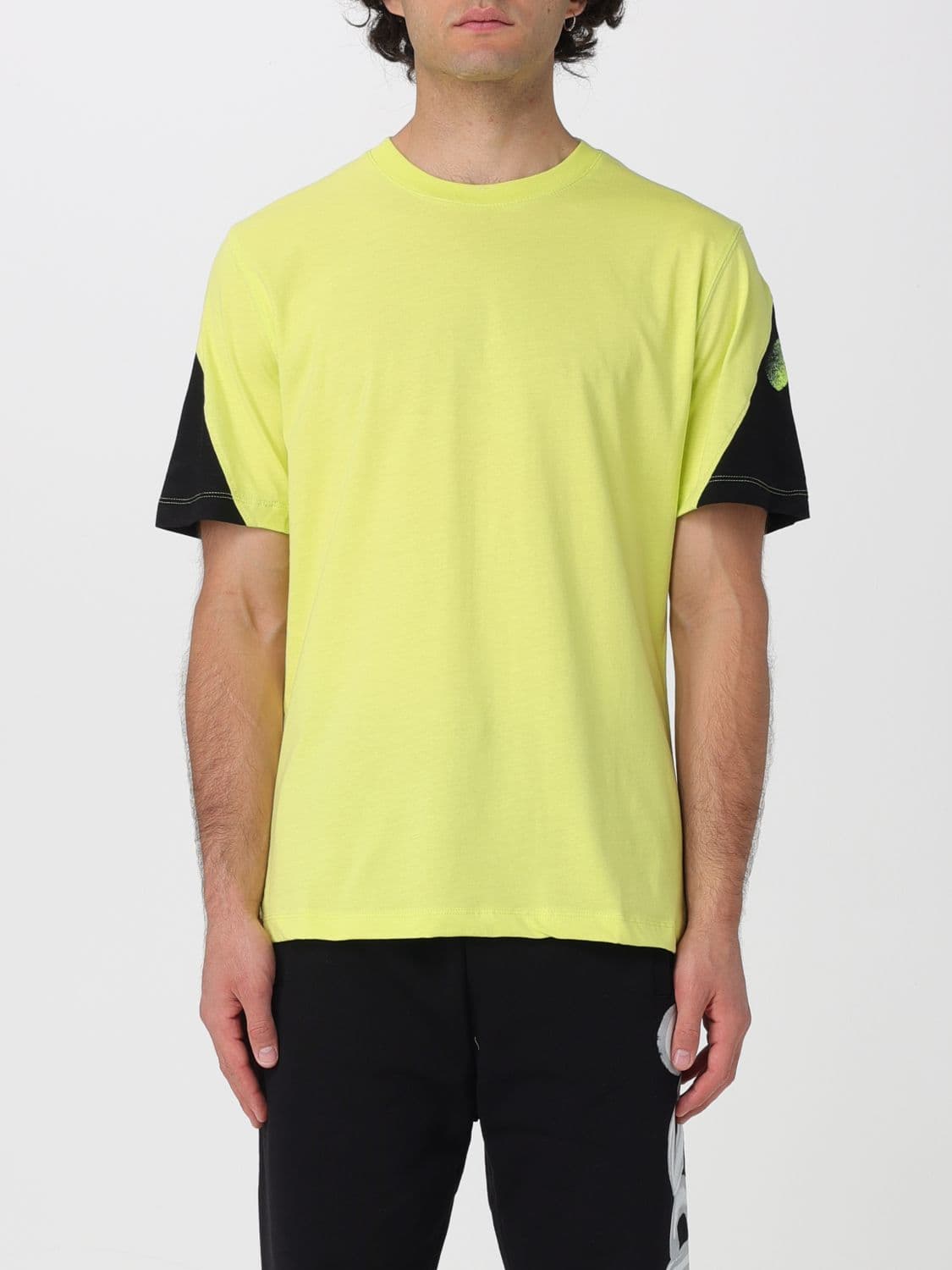 Disclaimer Cotton T-Shirt with Graffiti Logo Print and Dropped Shoulders