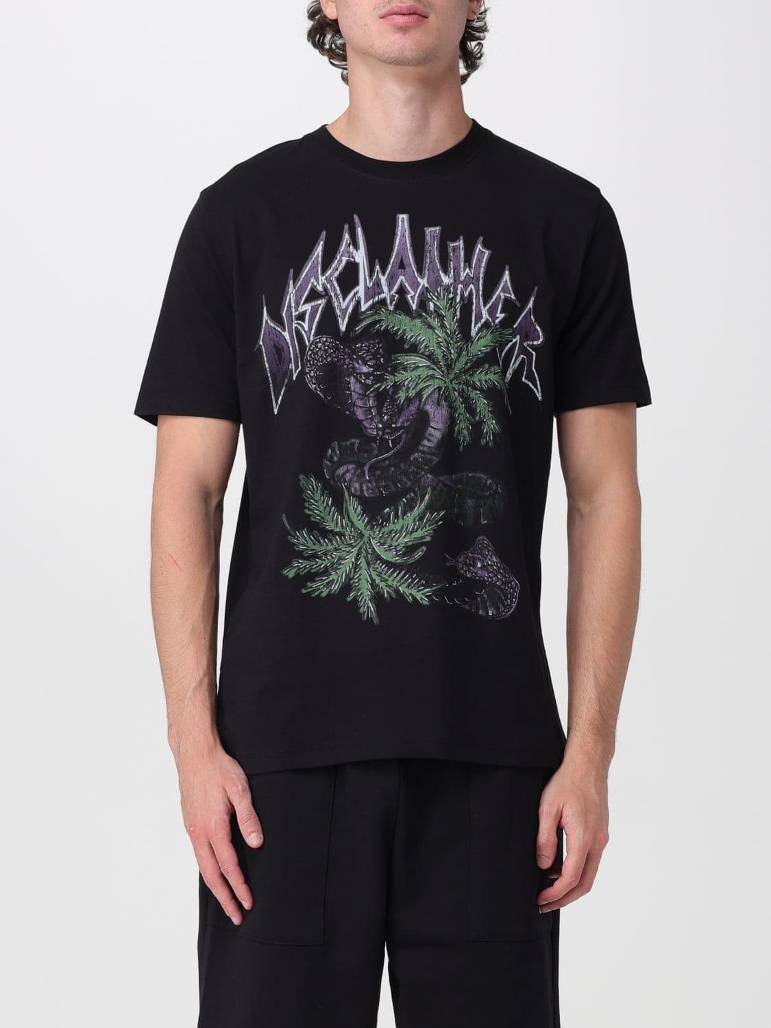 Disclaimer Cotton T-Shirt with Graphic Graffiti Print