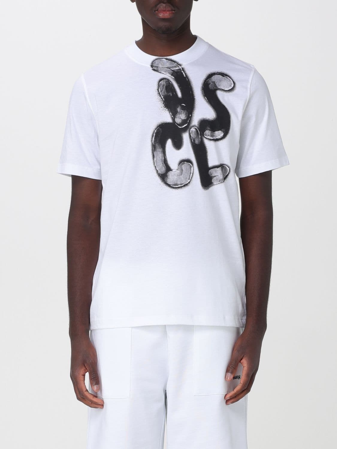 Disclaimer Slim Fit Cotton T-Shirt with Graffiti Logo Print