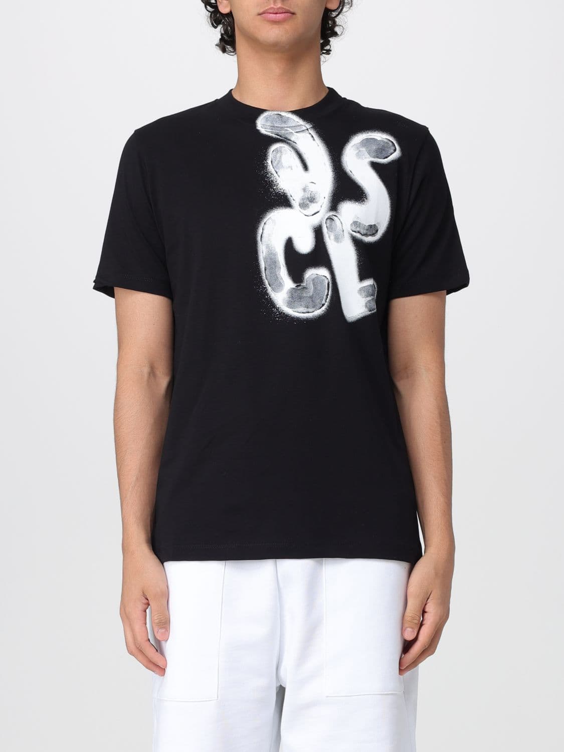 Disclaimer Slim Fit Cotton T-Shirt with Graffiti Logo Print
