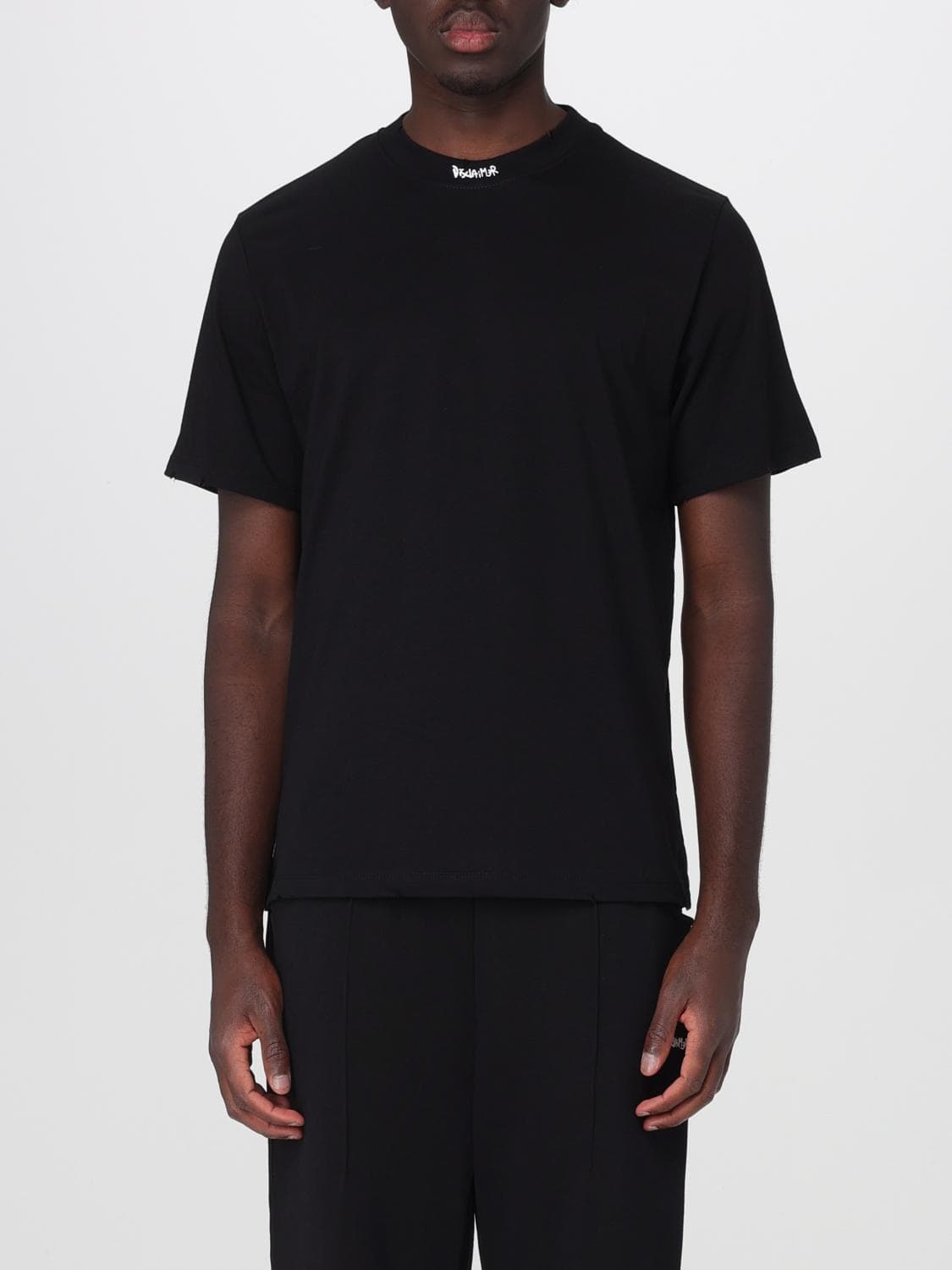 Disclaimer Slim Fit Cotton T-Shirt with Contrast Logo