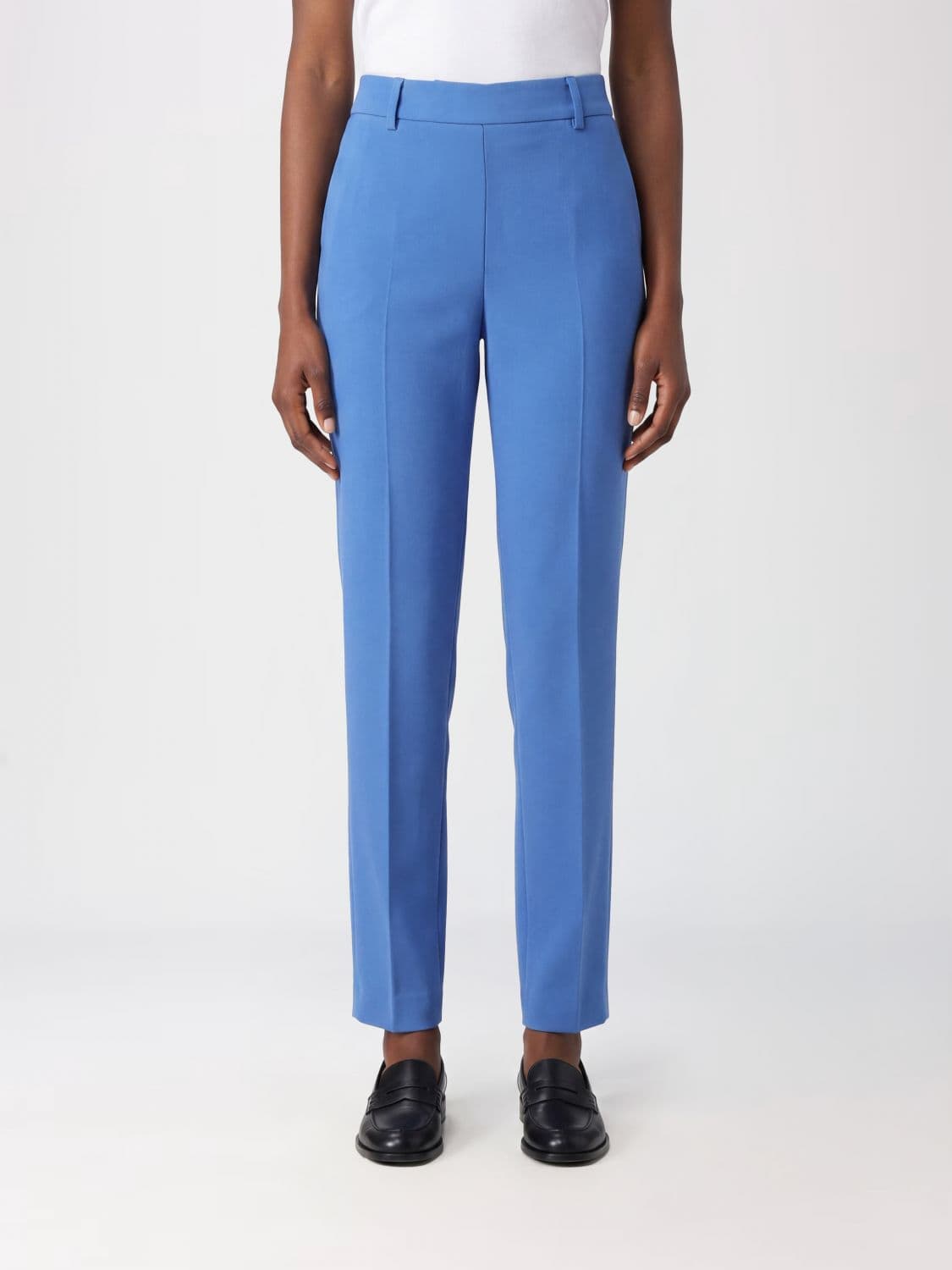 Alberto Biani Slim Fit Crêpe Chino Trousers with Side Zip