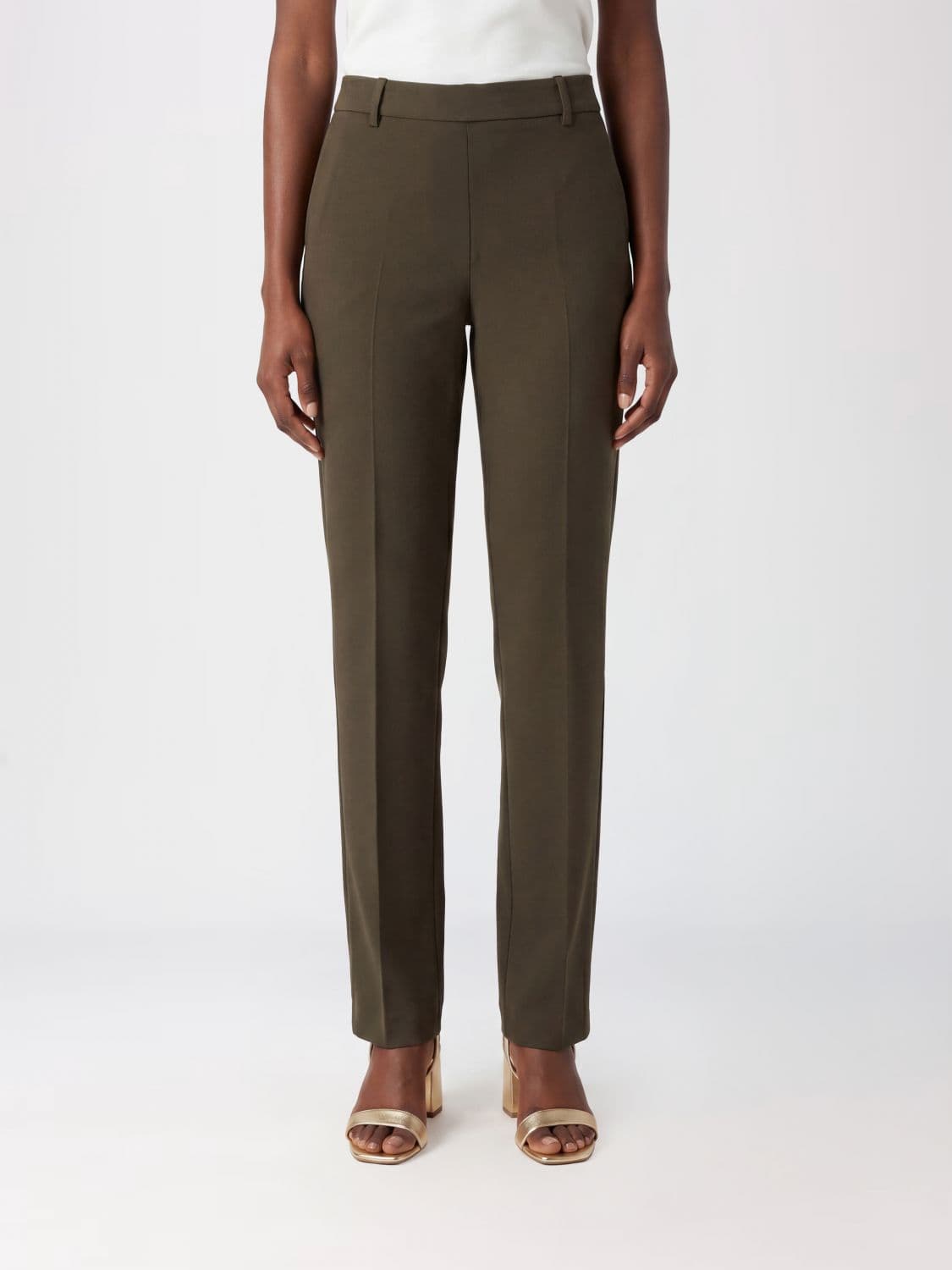 Alberto Biani Slim Fit Crêpe Chino Trousers with Side Zip
