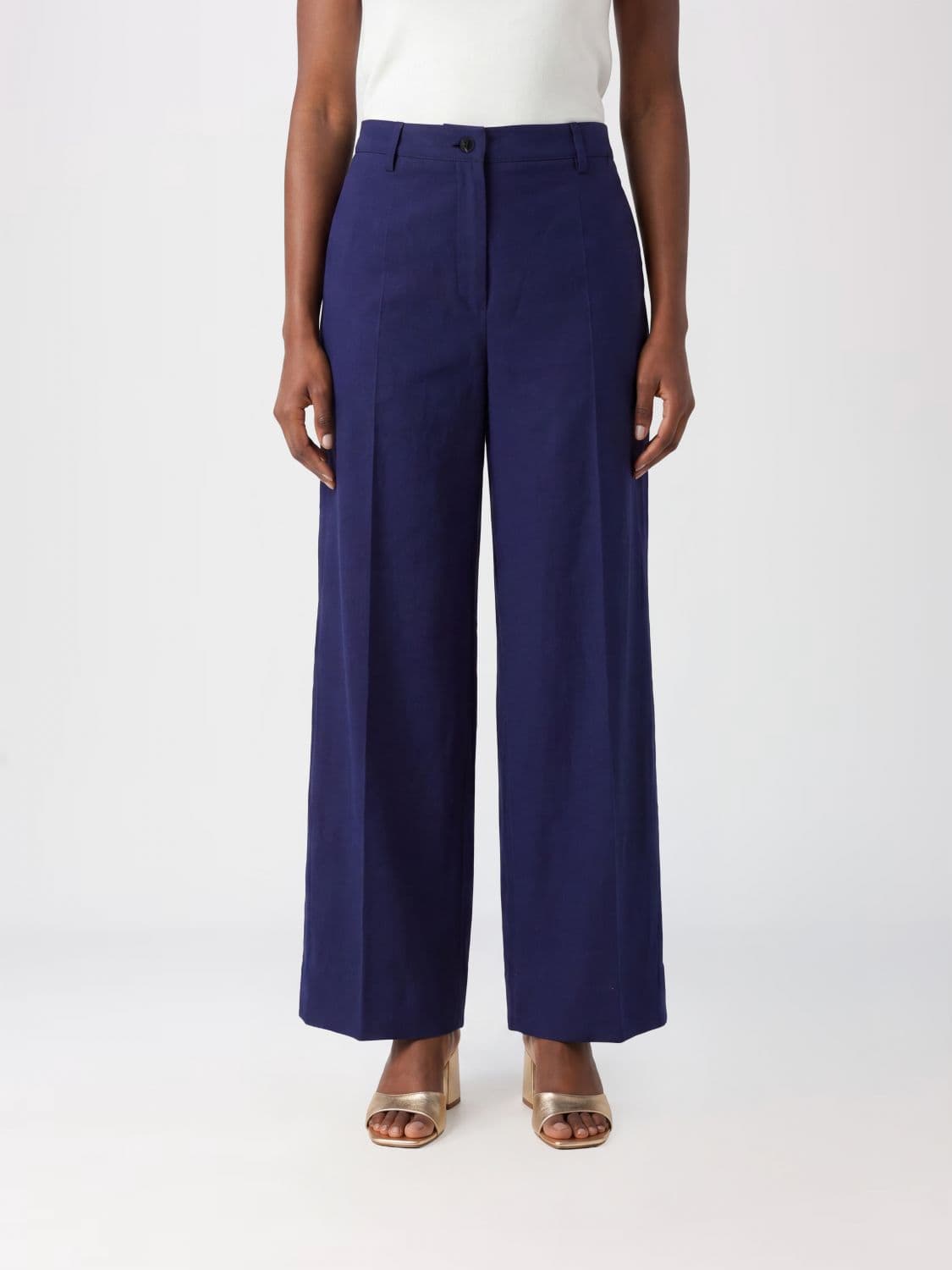 Alberto Biani High-Waisted Wide Leg Cotton Trousers with Belt Loops