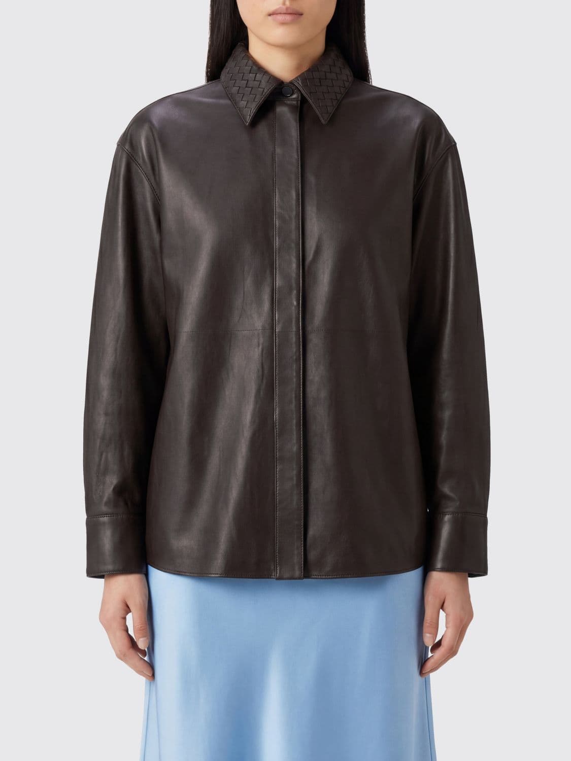 Bottega Veneta Relaxed-Fit Smooth Lambskin Leather Shirt