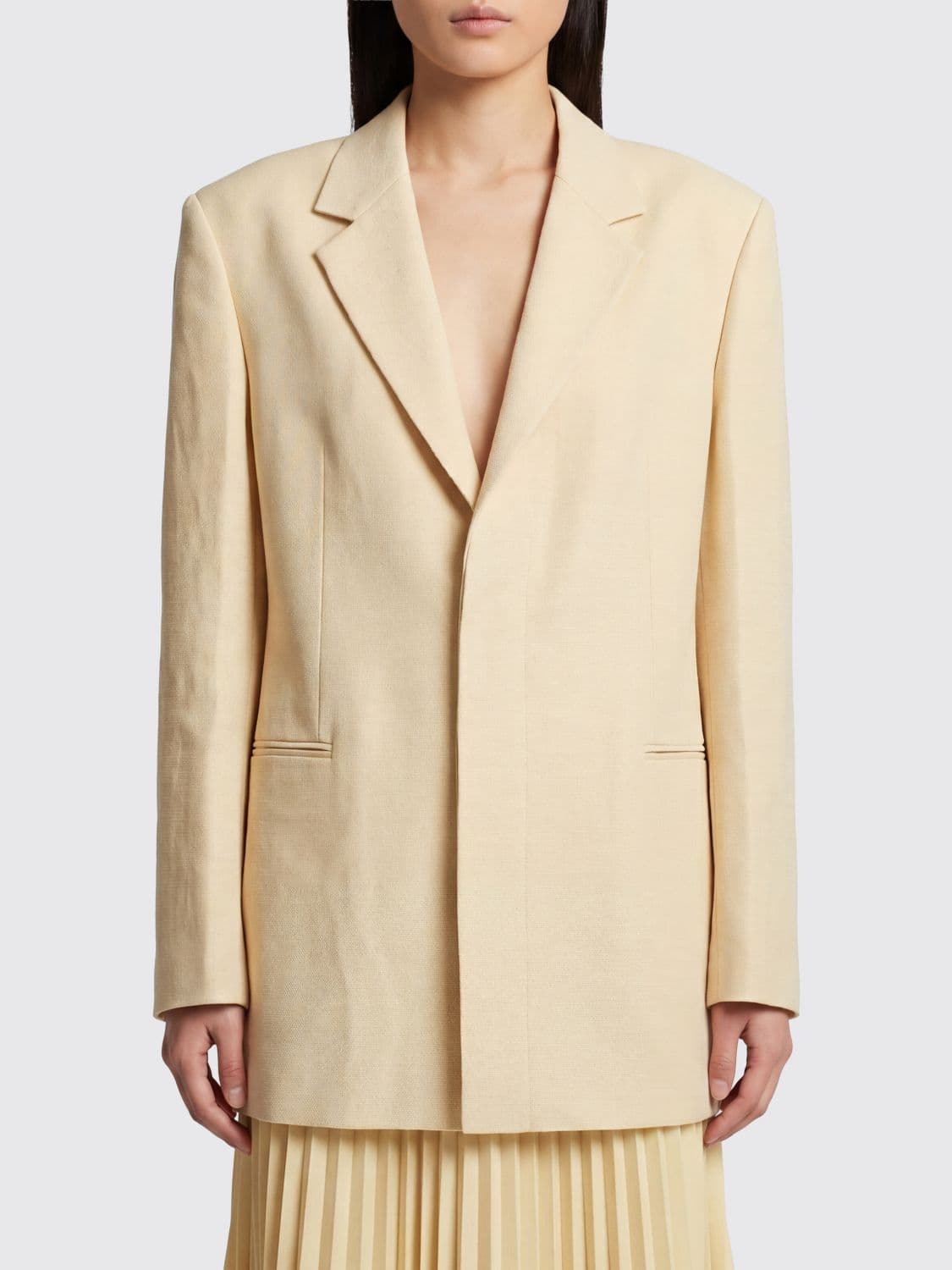 Carven Single-Breasted Blazer in Viscose Blend with Concealed Closure · 38