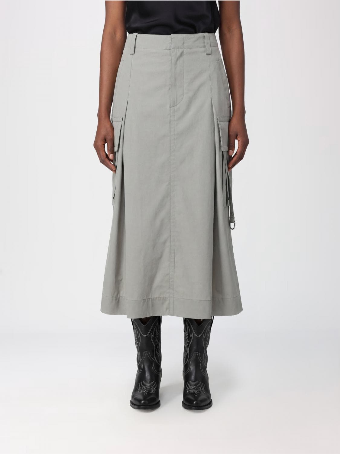 Durazzi Milano Midi Cotton Cargo Skirt with Side Pockets