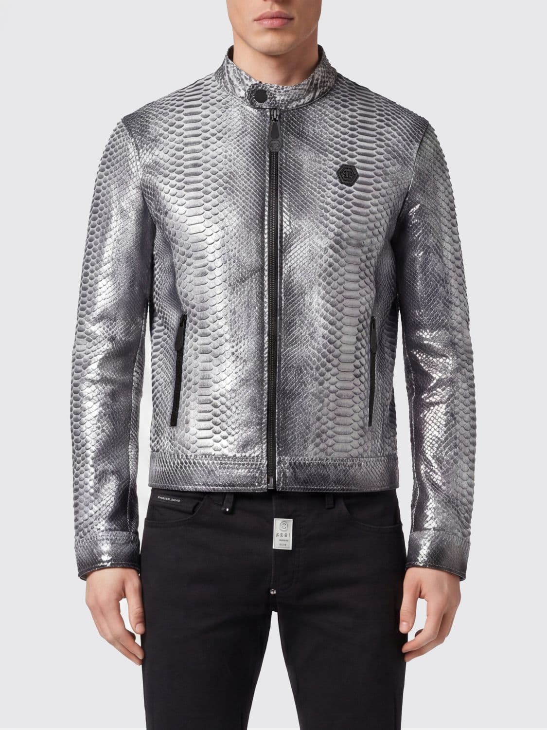 Philipp Plein Jacket Men color Silver