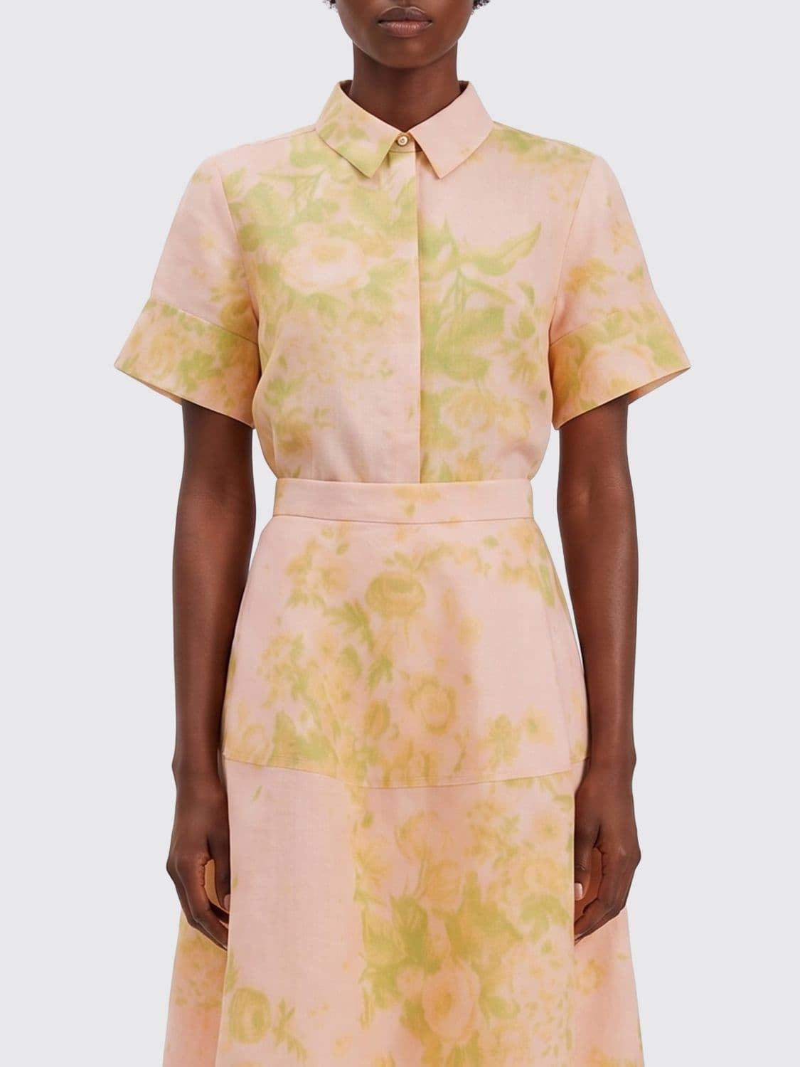 Erdem Floral-Print Linen-Blend Short-Sleeve Shirt