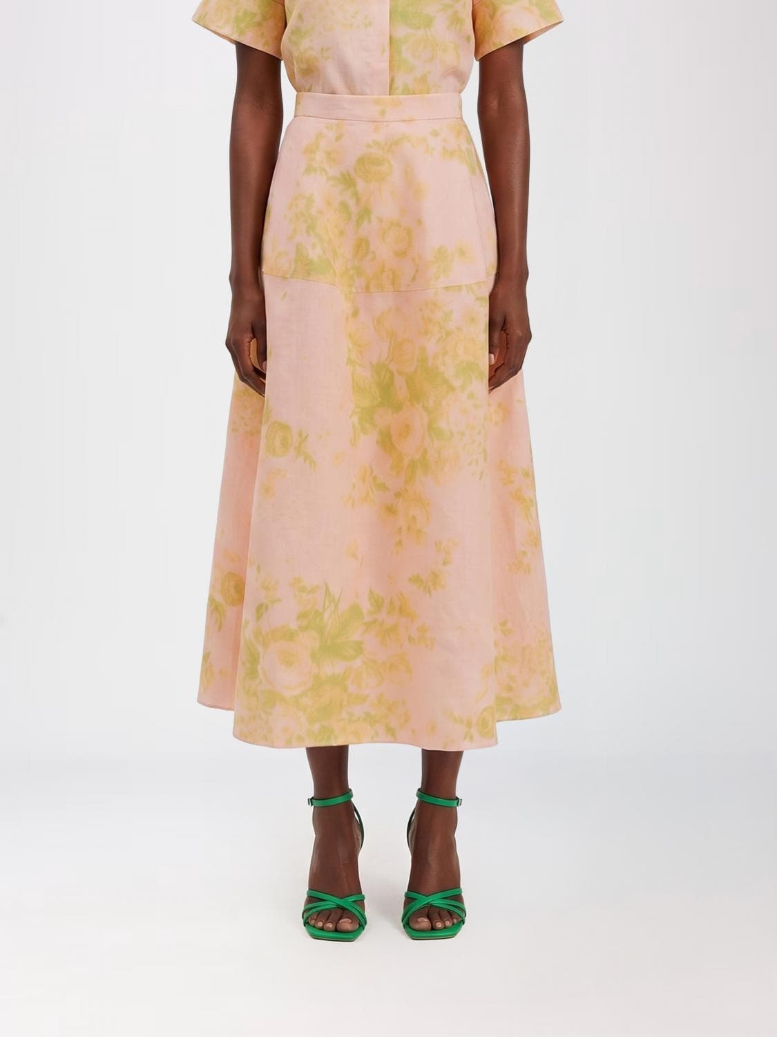 Erdem Floral-Print Linen and Cotton-Blend A-Line Midi Skirt