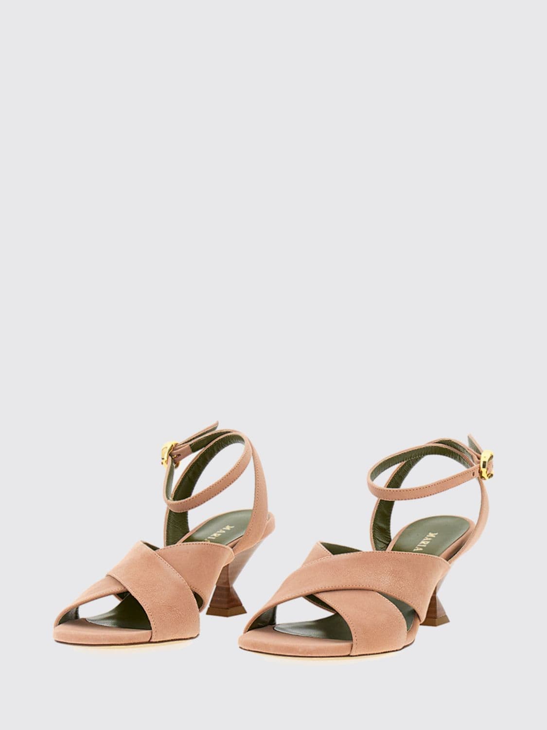 Maria Luca Osanna Suede Sandals with Cone Heel and Ankle Strap