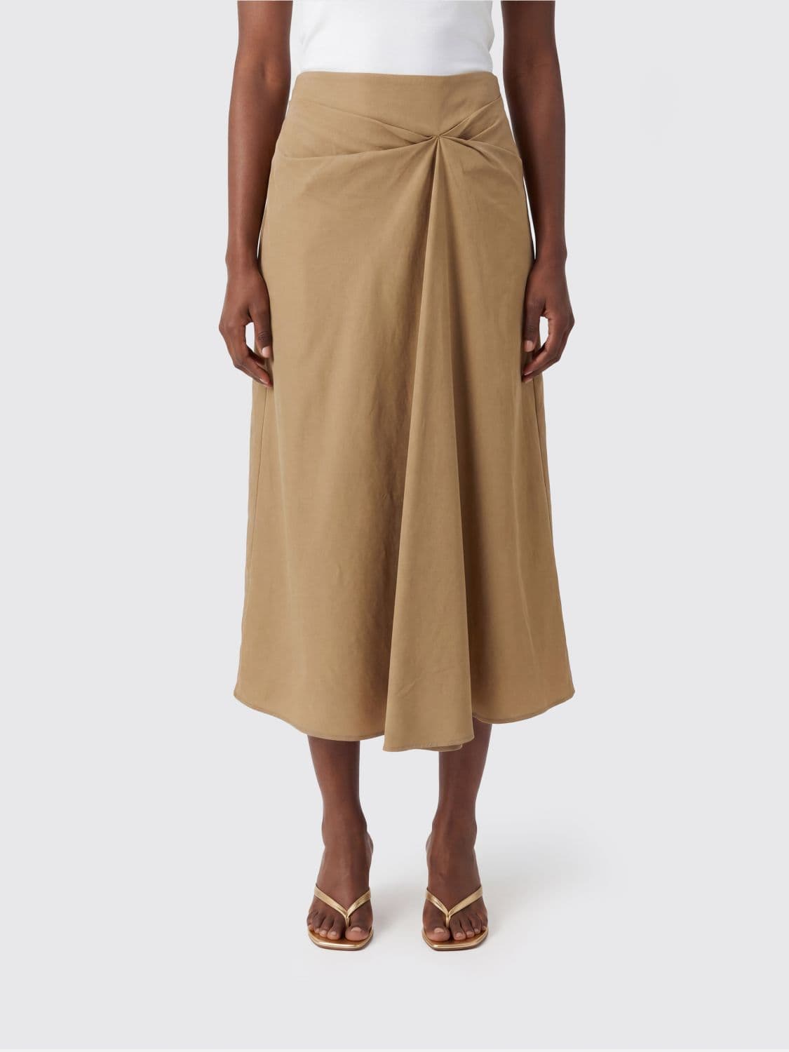 Max Mara A-Line Midi Skirt in Cotton Blend with Rear Zip Closure · 40