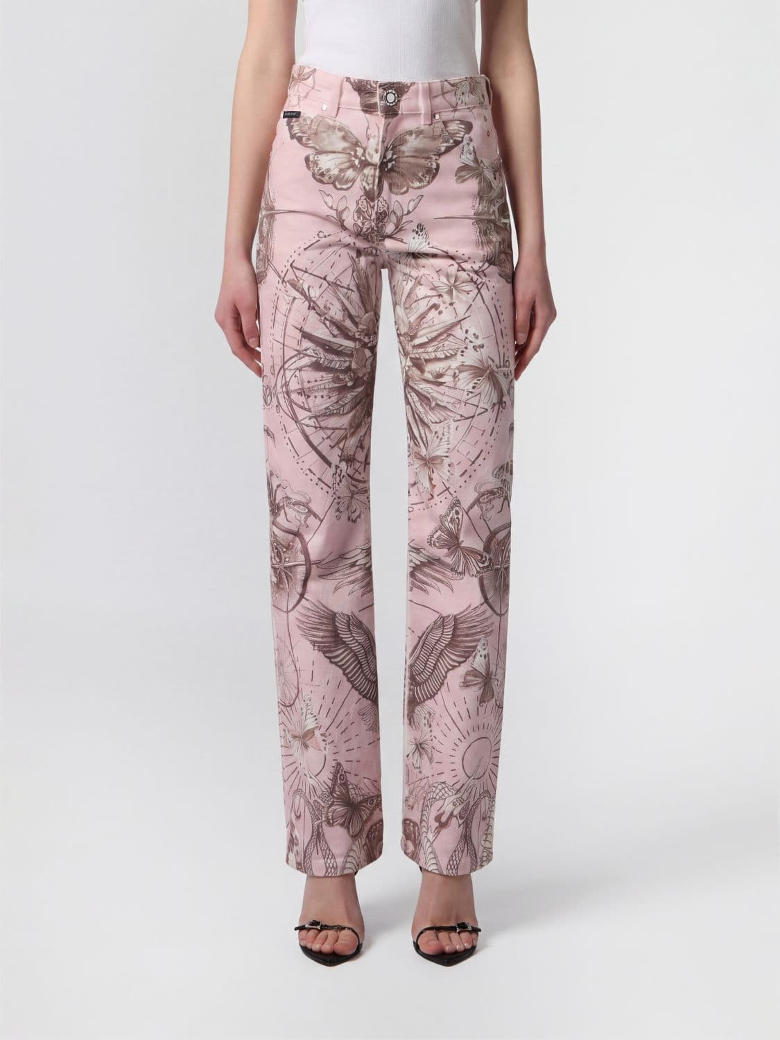 Philipp Plein High-Waisted Skinny Jeans in Cotton Denim with Graphic Print