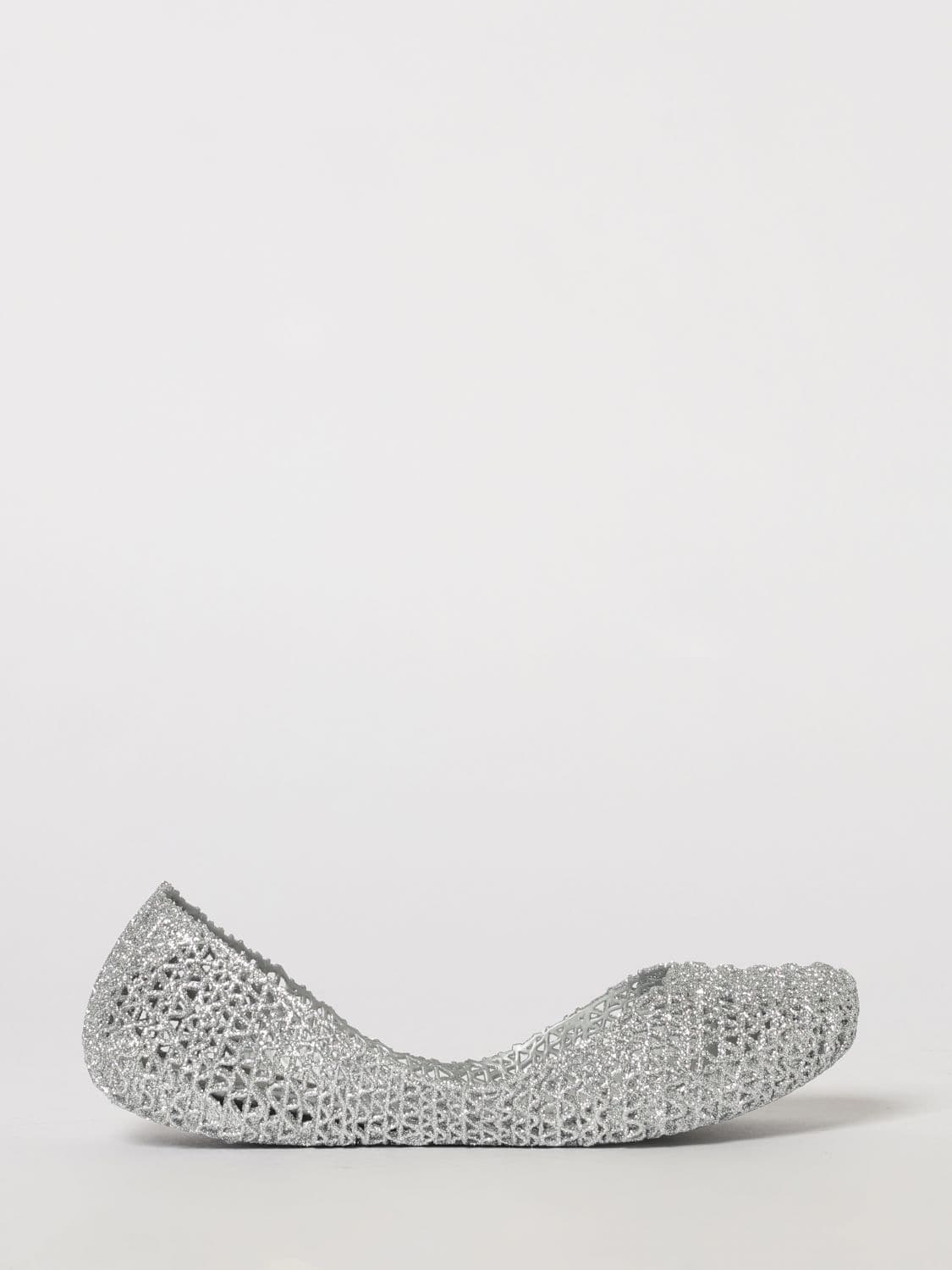 Melissa Campana Perforated Glitter PVC Ballet Flats with Round Toe · 41