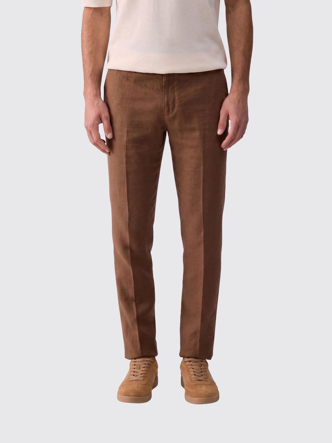 Liu Jo Tailored Linen Trousers with Off-Center Closure and Slash Pockets