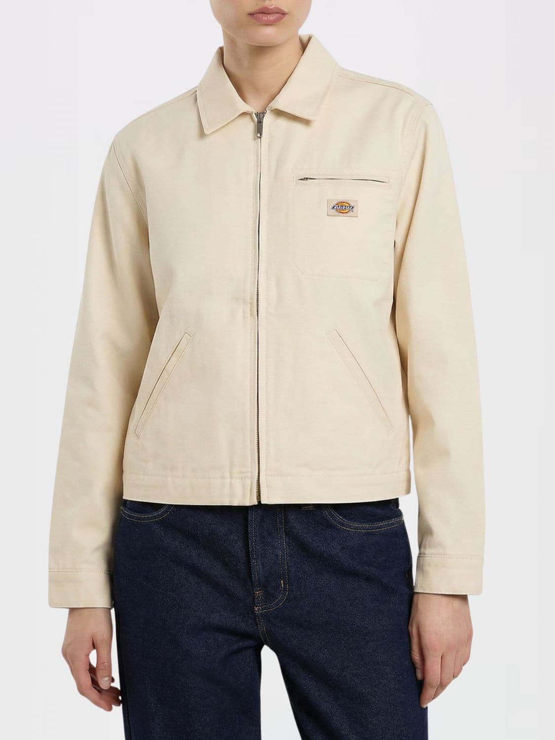 Dickies Canvas Shirt Jacket with Zip Closure and Contrast Logo