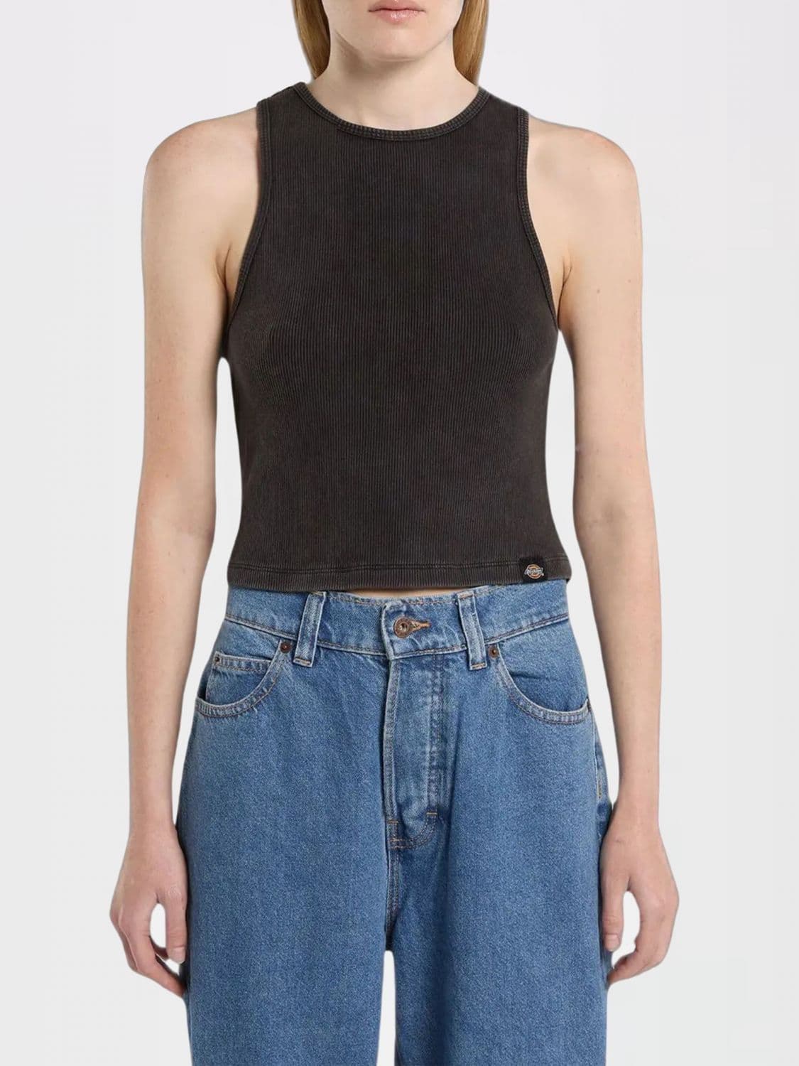 Dickies Slim Fit Sleeveless Ribbed Cotton Top with Applied Logo