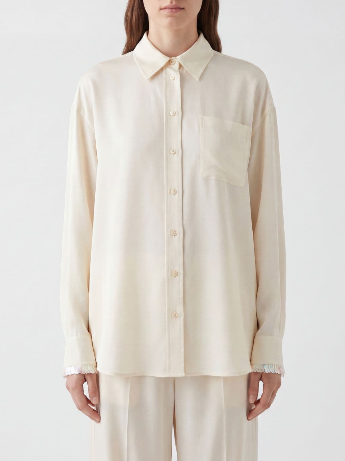 Stella Mccartney Long-Sleeved Acetate-Blend Shirt with Dropped Shoulders