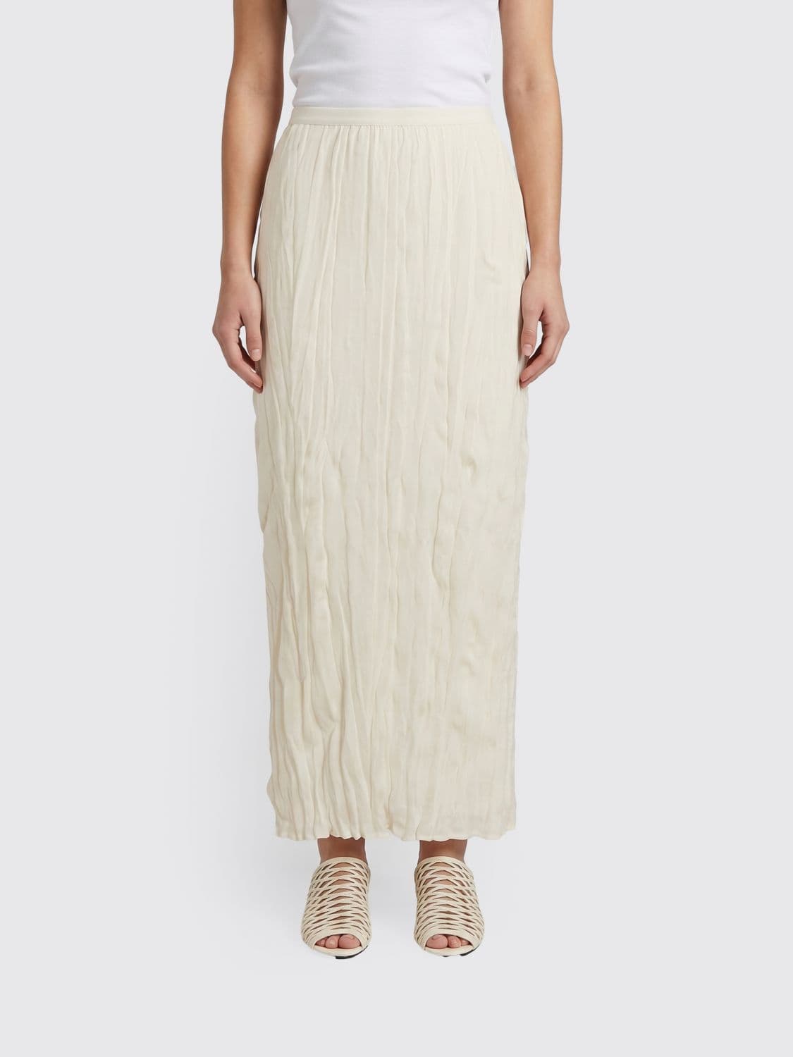Toteme Long Pencil Skirt in Viscose-Blend with Elasticated Waist · S
