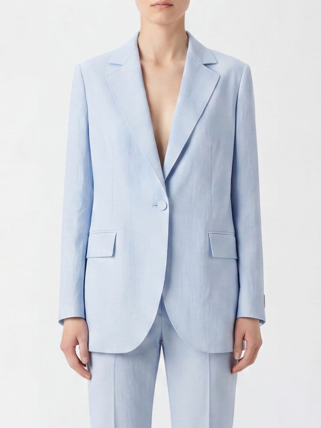 Agnona Single-Breasted Linen and Silk Blazer with Peak Lapels