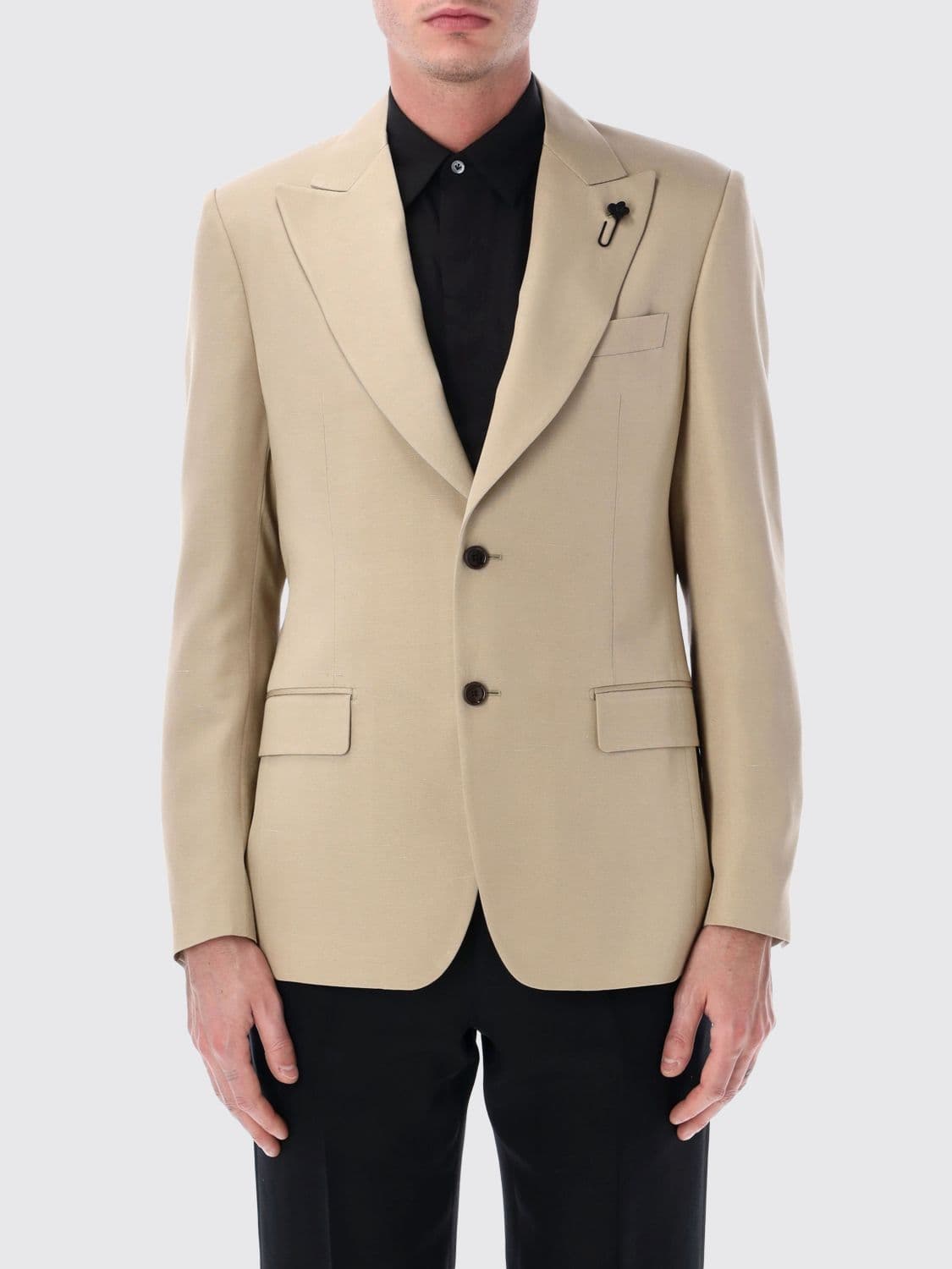Lardini Slim Fit Single-Breasted Blazer in Viscose and Silk with Peak Lapels