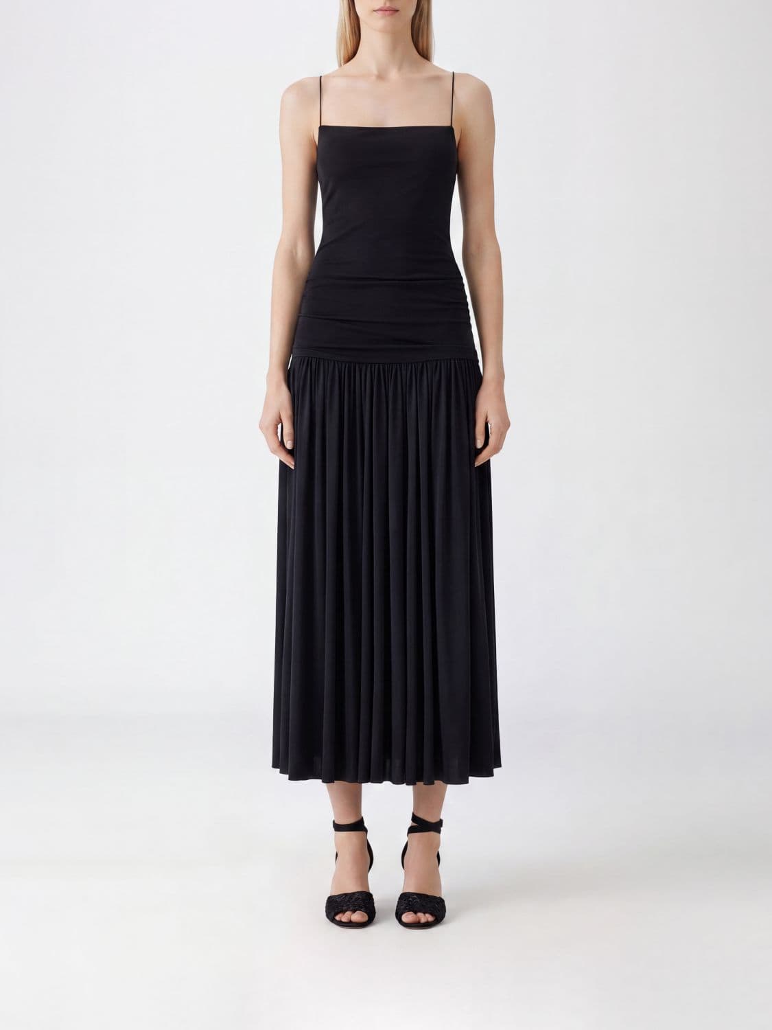 Jacquemus La Robe Abiha Pleated Viscose Blend Midi Dress by with Thin Straps