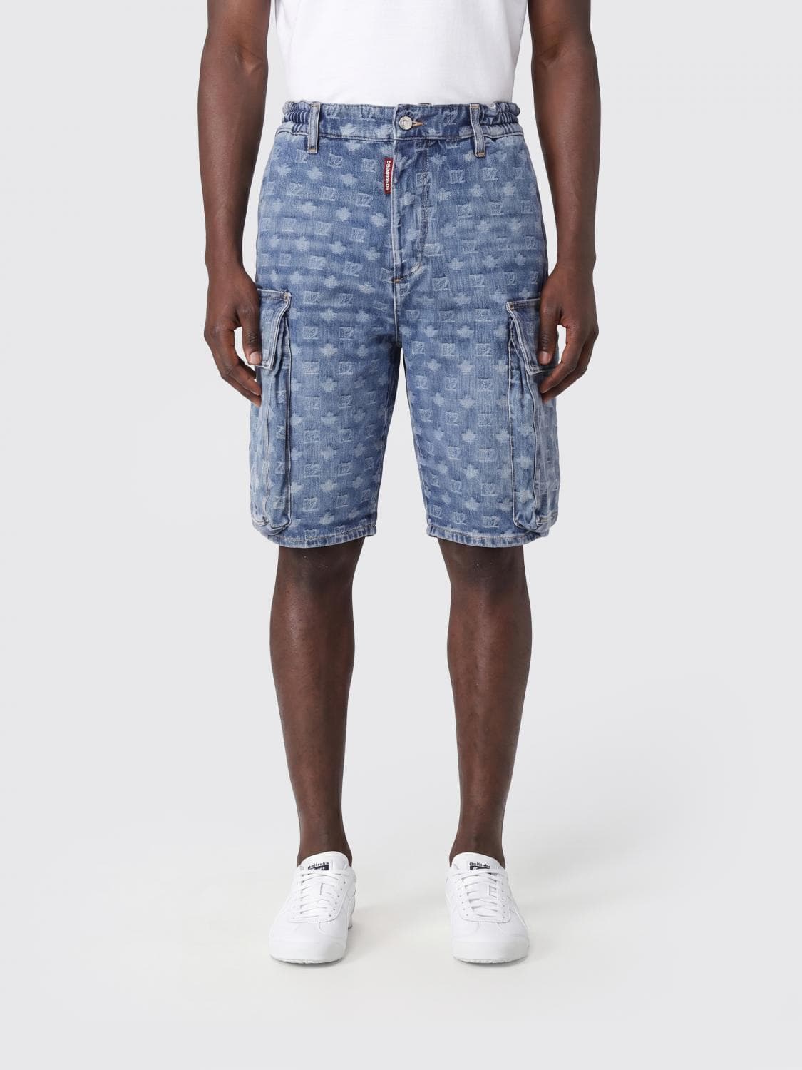 Dsquared2 Monogram Jacquard Denim Cargo Shorts