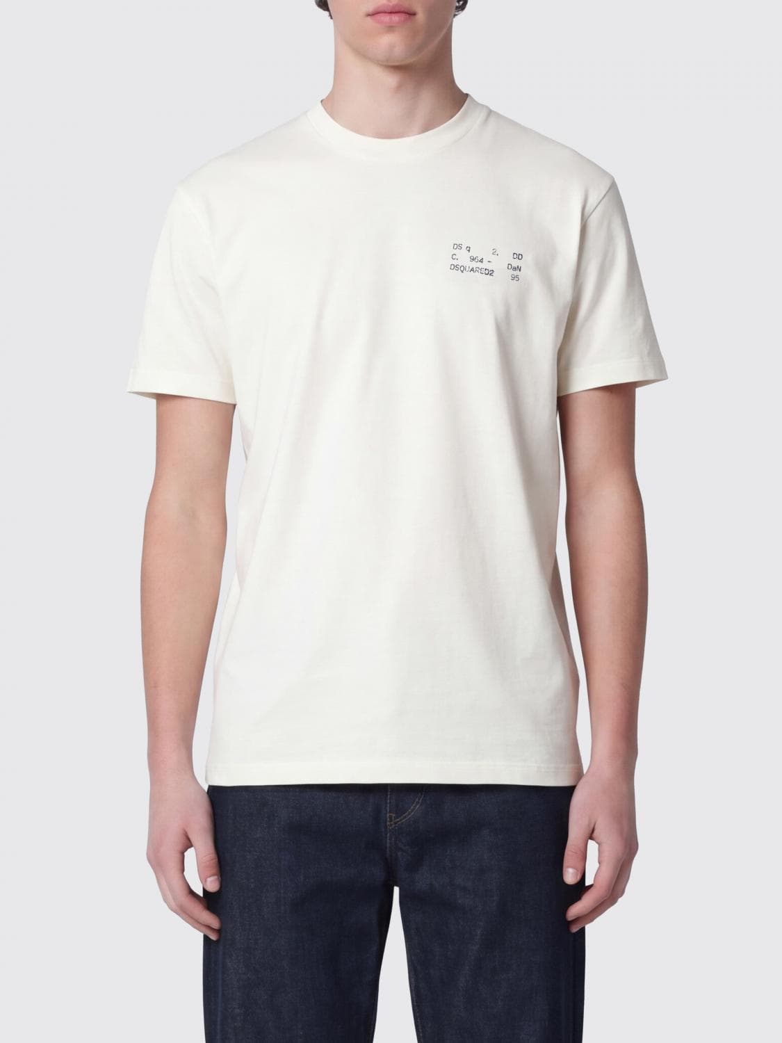 Dsquared2 Cotton Crewneck T-shirt with Contrasting Front Logo Print
