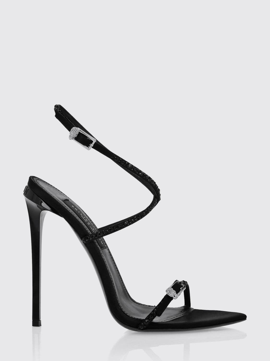 Philipp Plein Crystal-Embellished Satin Stiletto Heeled Sandals